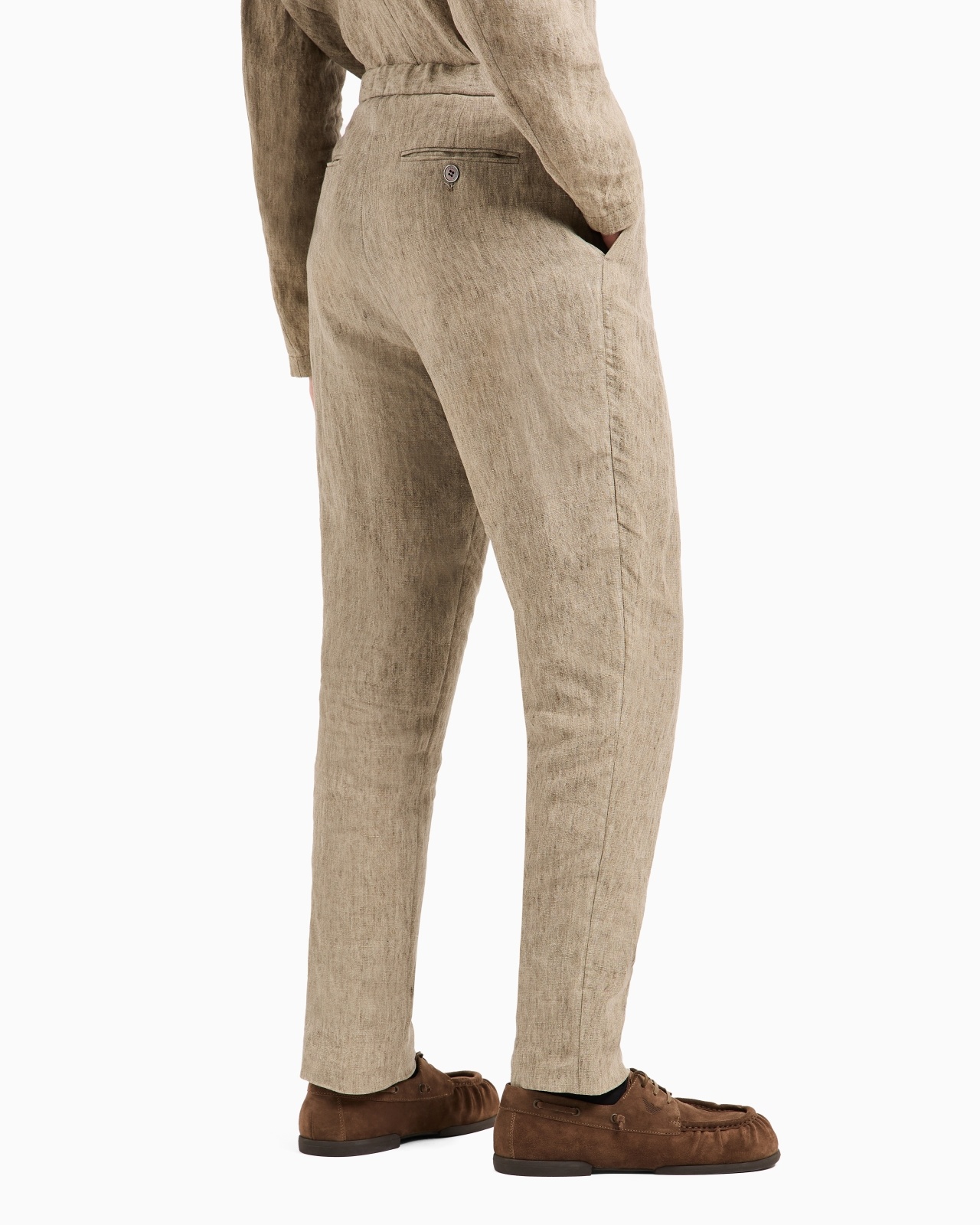 CRÊPE-EFFECT FADED LINEN TROUSERS WITH PLEATS - 3