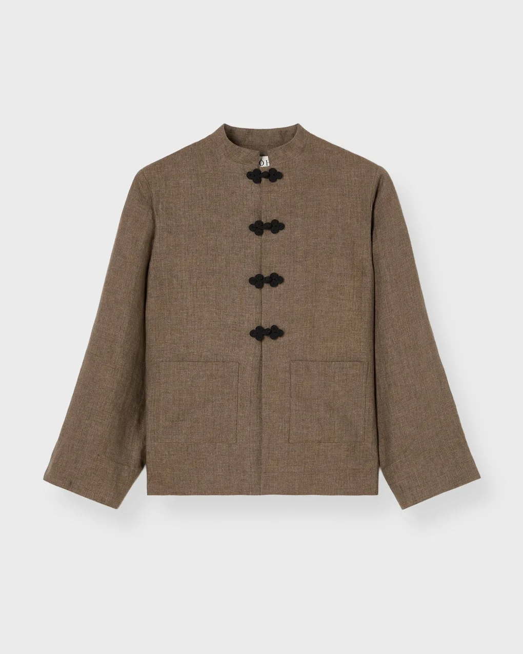 Jacket Pankou Closure Linen Brown - 1