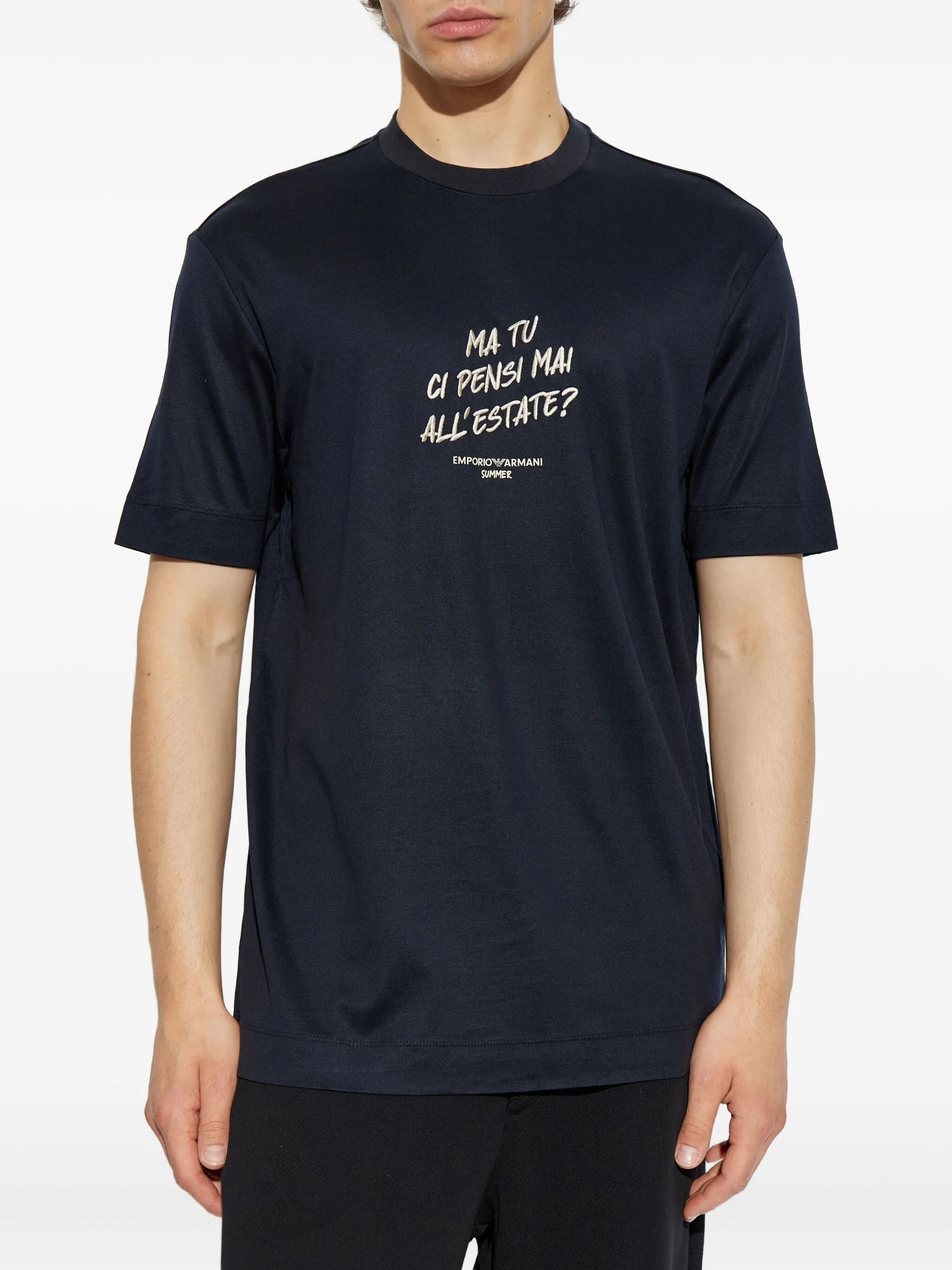 Emporio Armani Embroidered-graphic T-shirt - 2