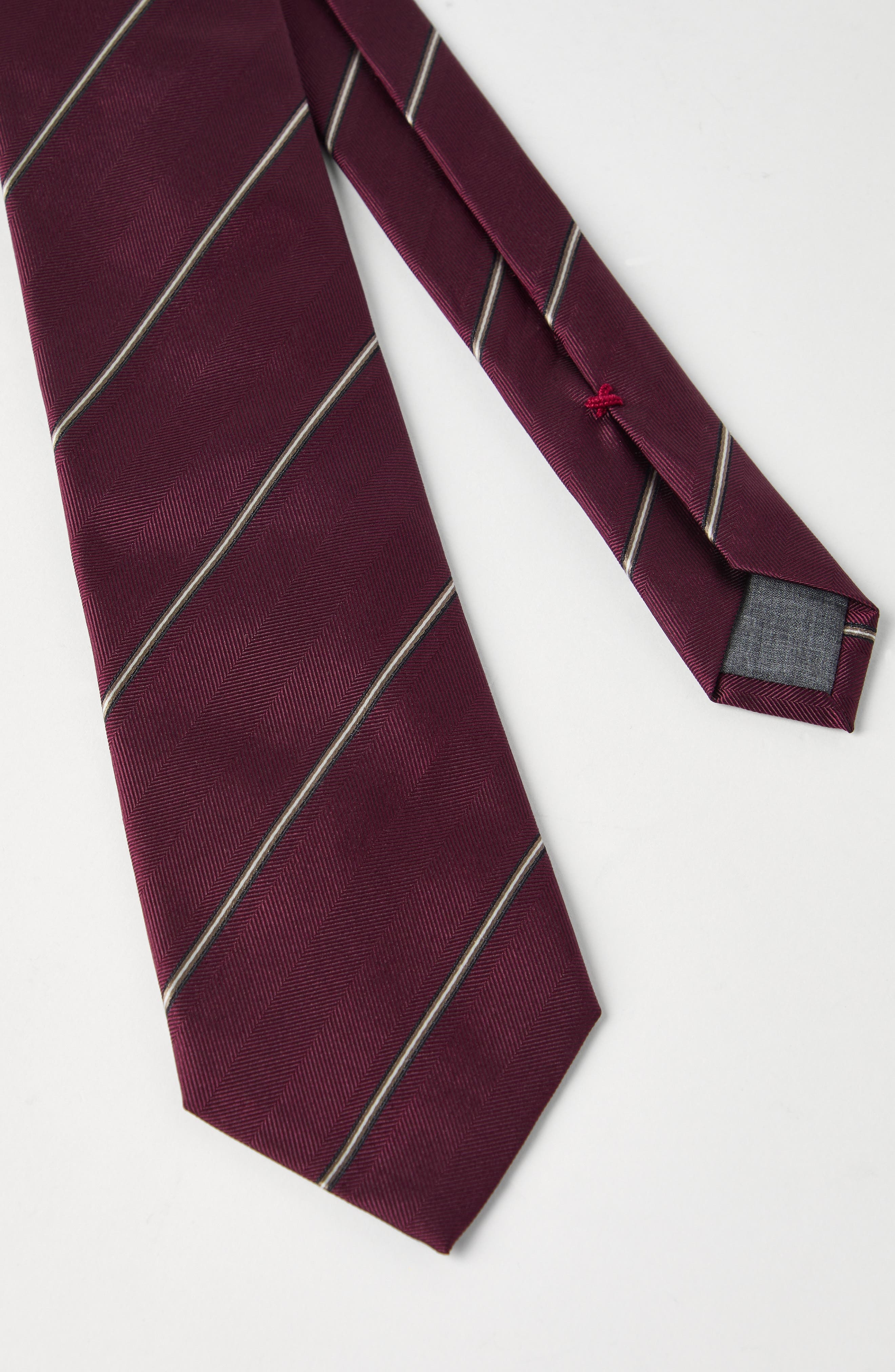 Brunello Cucinelli Striped silk necktie in Amaranth at Nordstrom - 3