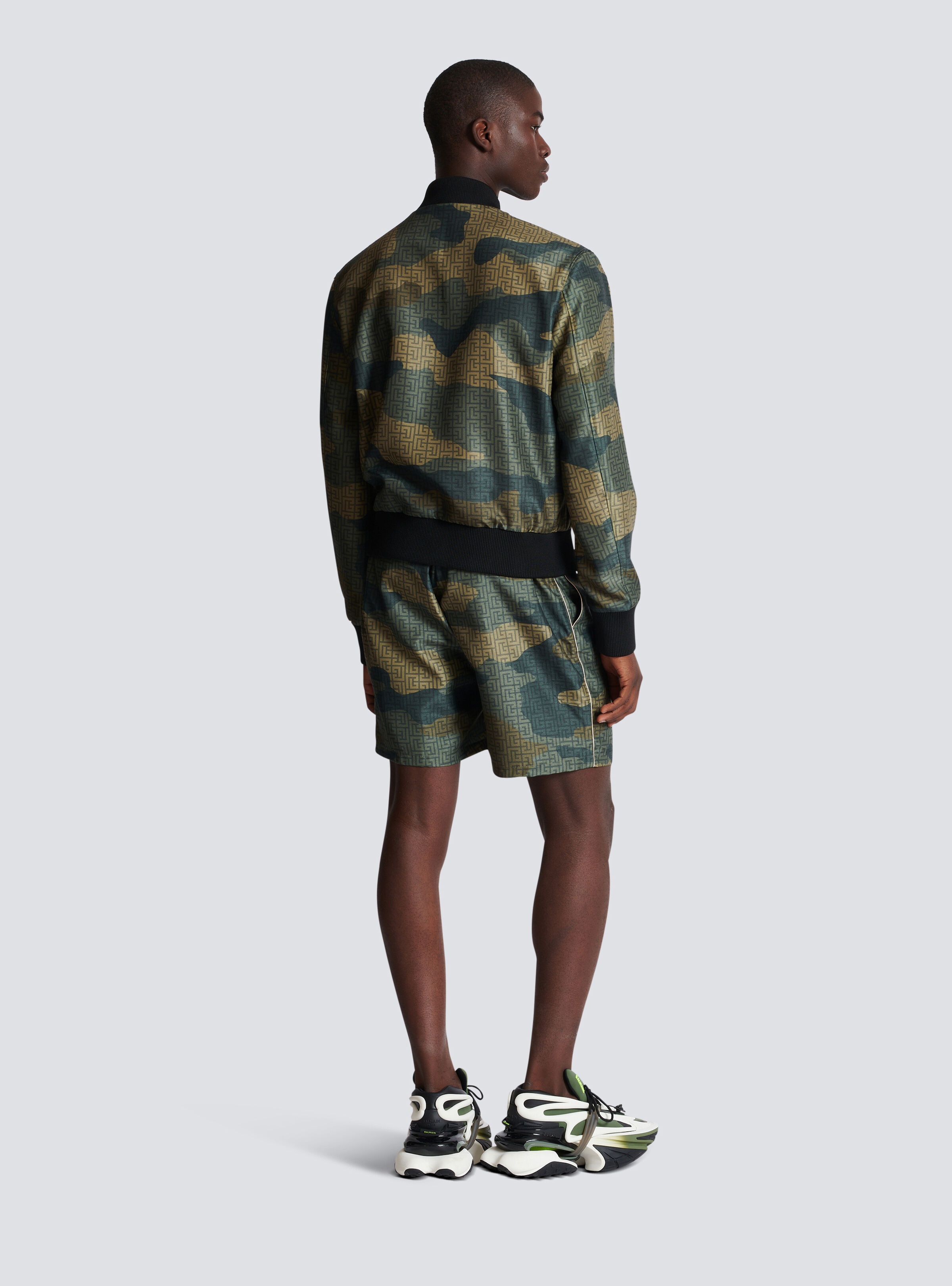 Camouflage monogrammed Shantung bomber jacket - 4