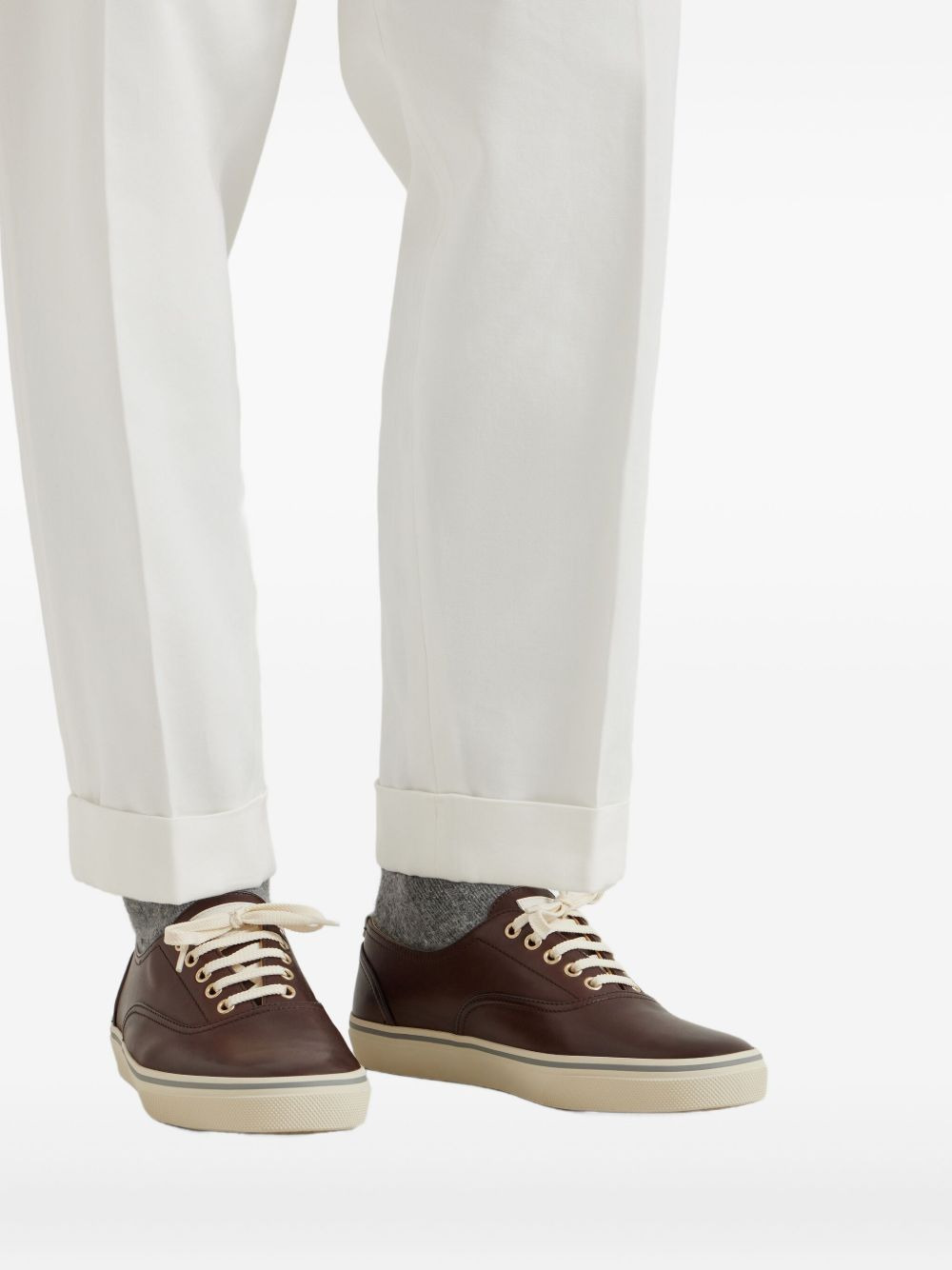 leather lace-up sneakers - 5