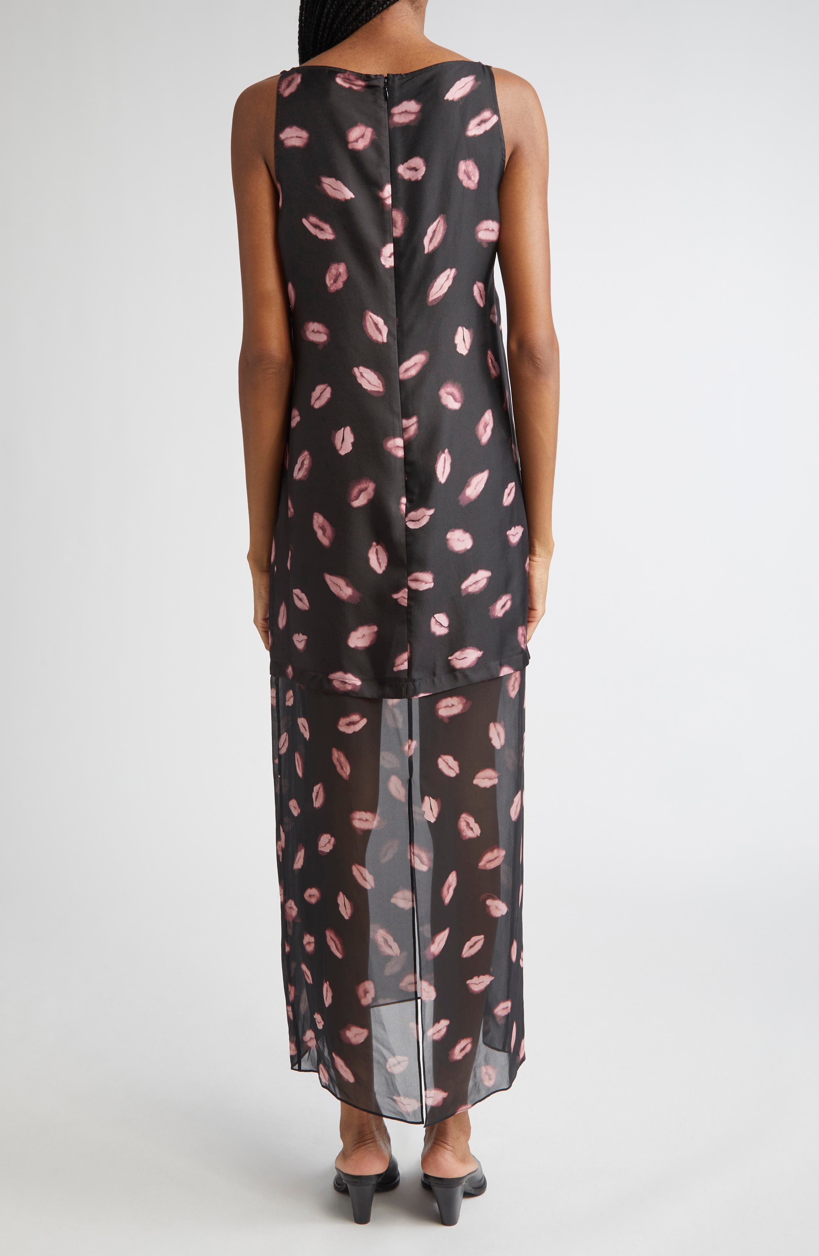 Altuzarra Katrin Lip Print Silk Chiffon Dress in Black Kisses at Nordstrom - 2