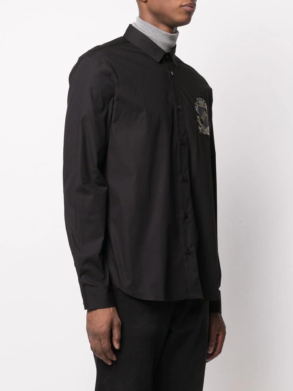 logo patch long-sleeved shirt - 3