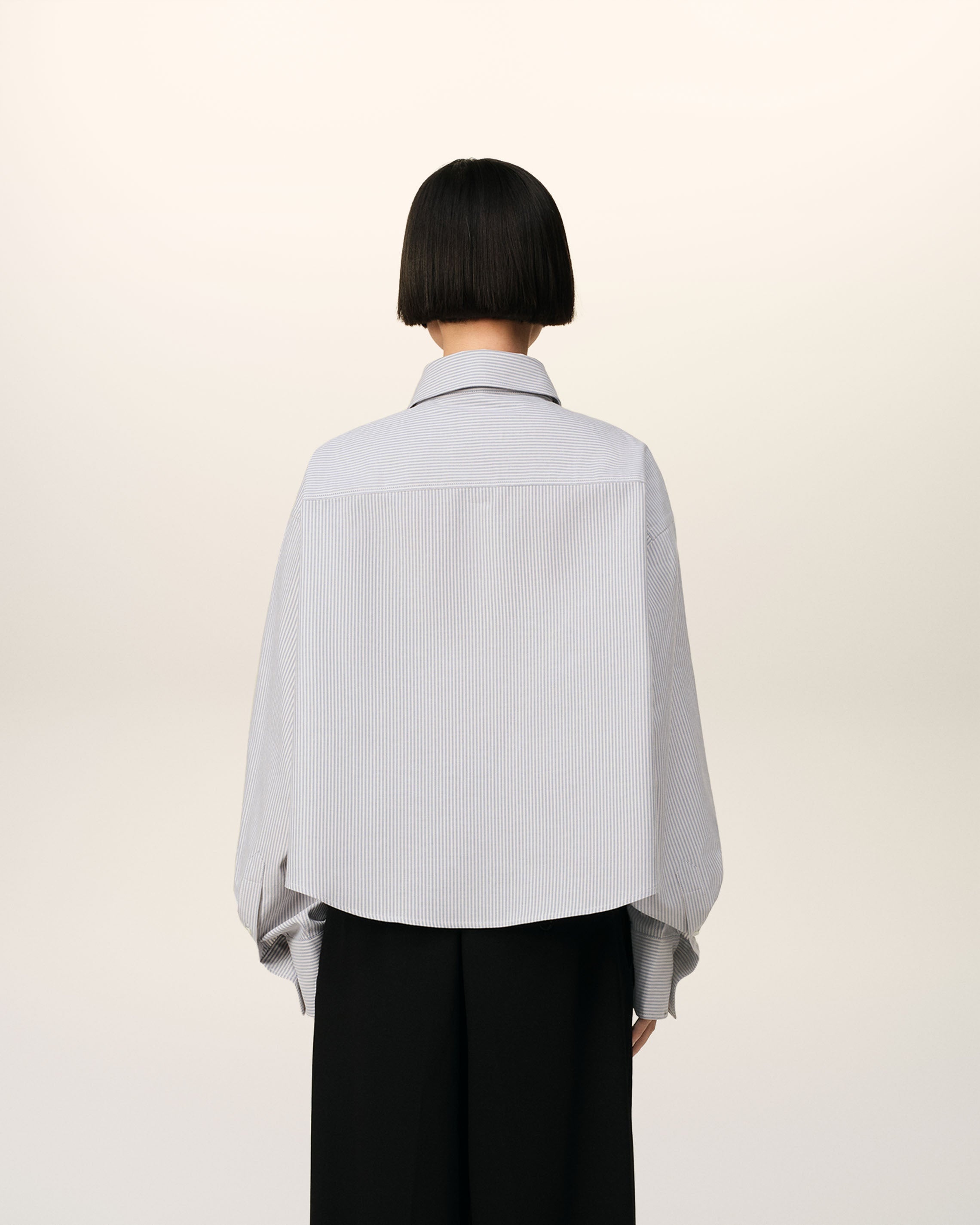 PURPLE COTTON CROPPED OVERSIZED SHIRT - 5