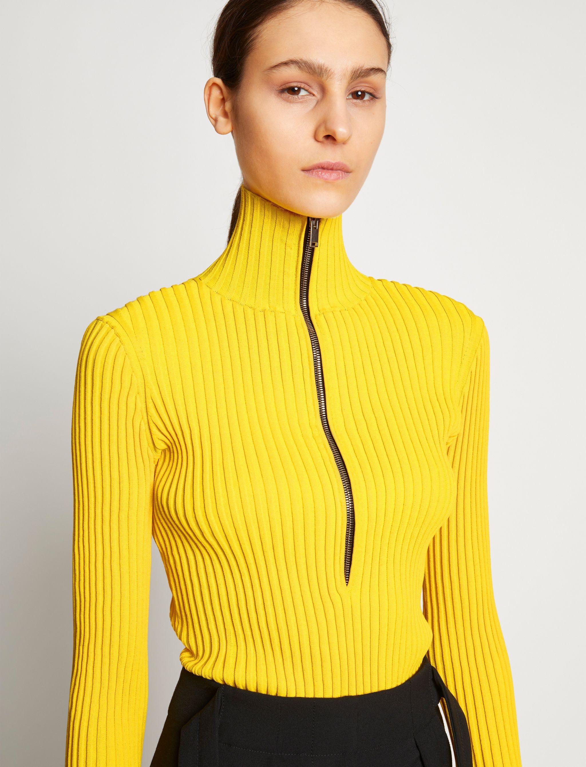 Viscose Rib Zip Sweater - 6