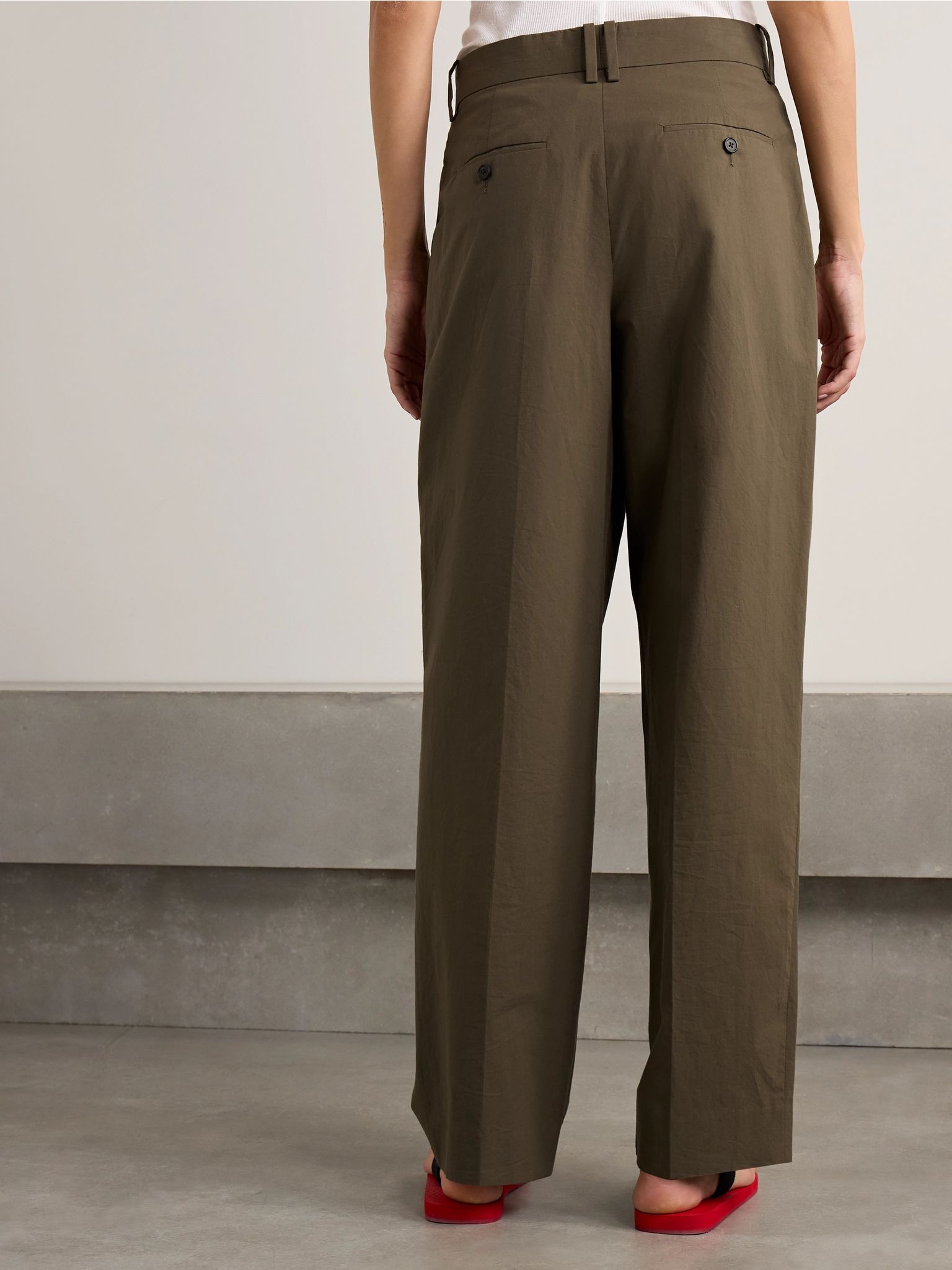 Lilas pleated cotton tapered pants Green - 4