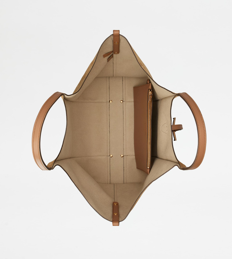 T TIMELESS SHOPPING BAG IN SUEDE MEDIUM - BROWN 4