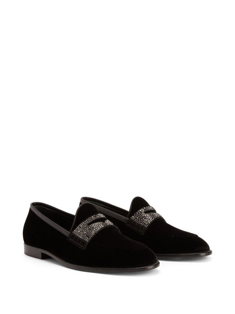 Giuseppe Zanotti Ermy rhinestone-detail velvet loafers outlook