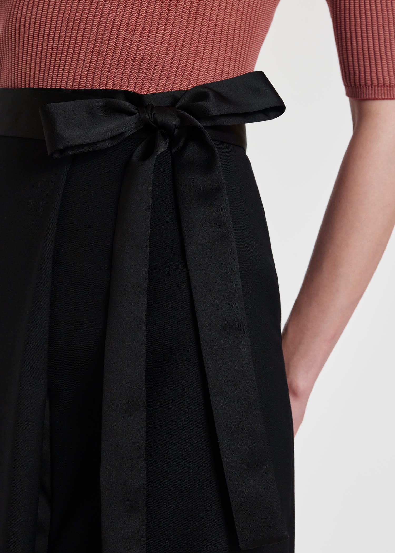 Black Satin Trim Skirt - 6