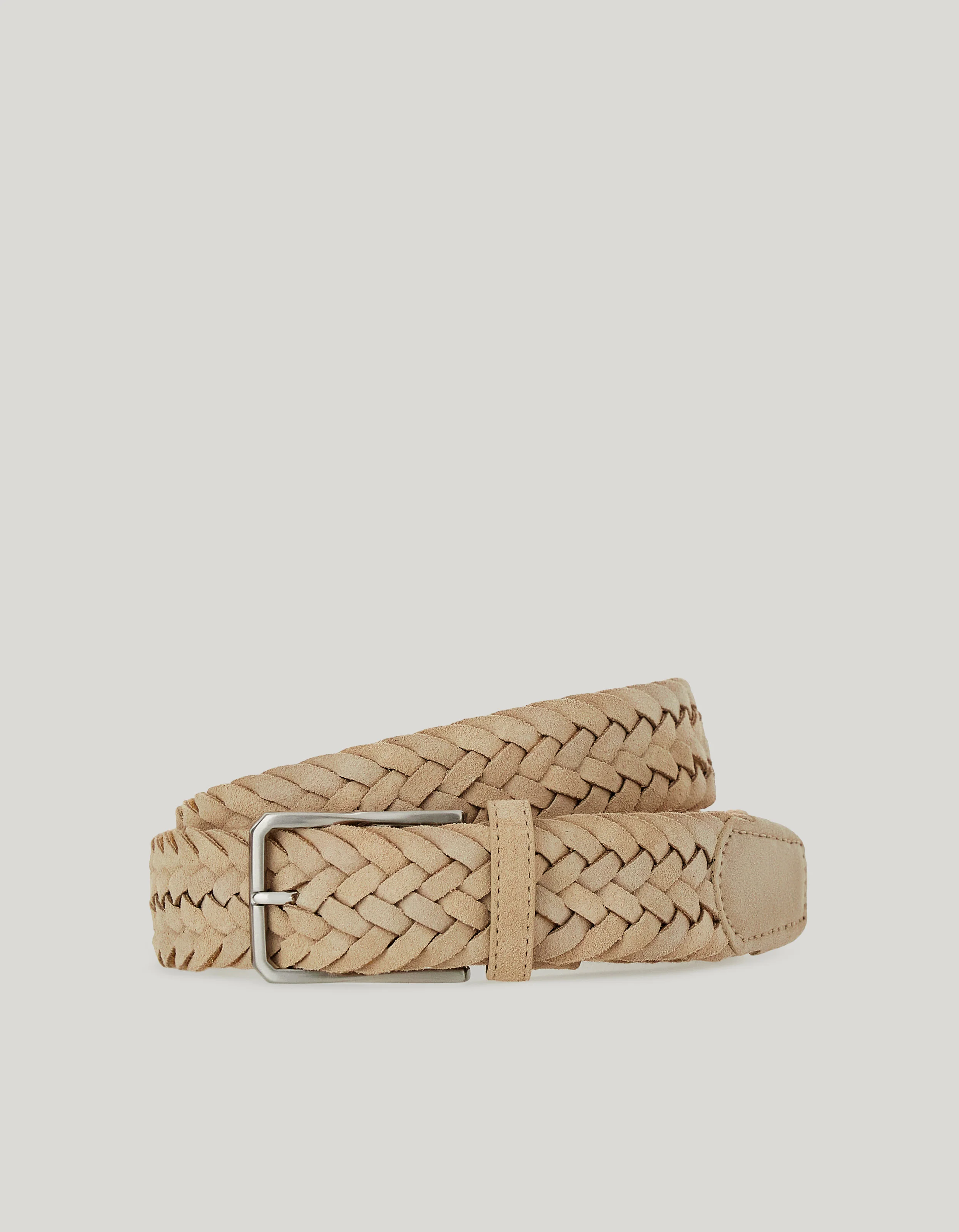 BEIGE TIGHTLY WOVEN SUEDE BELT - 1