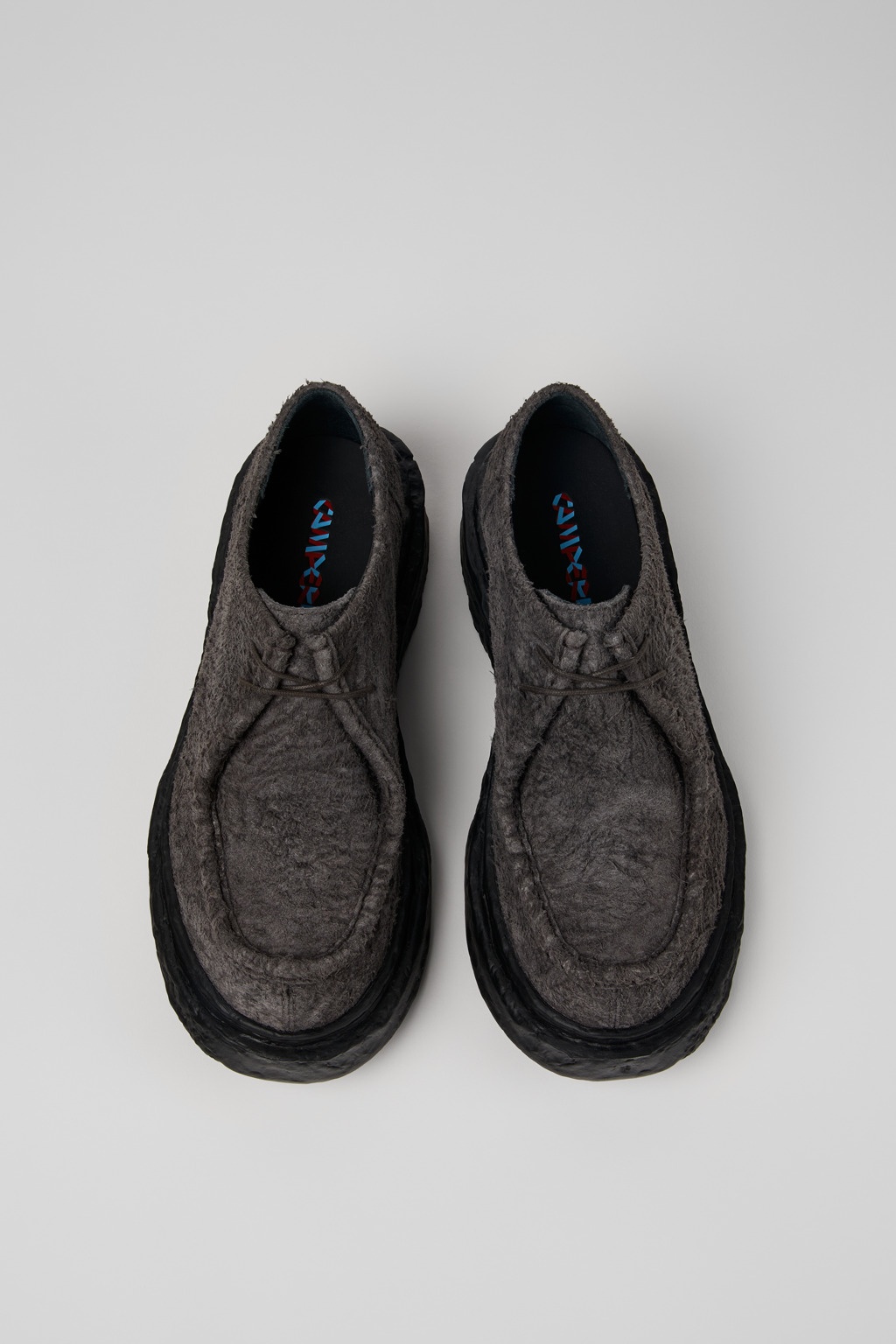 Gray Leather Lace-Up Shoes - 4