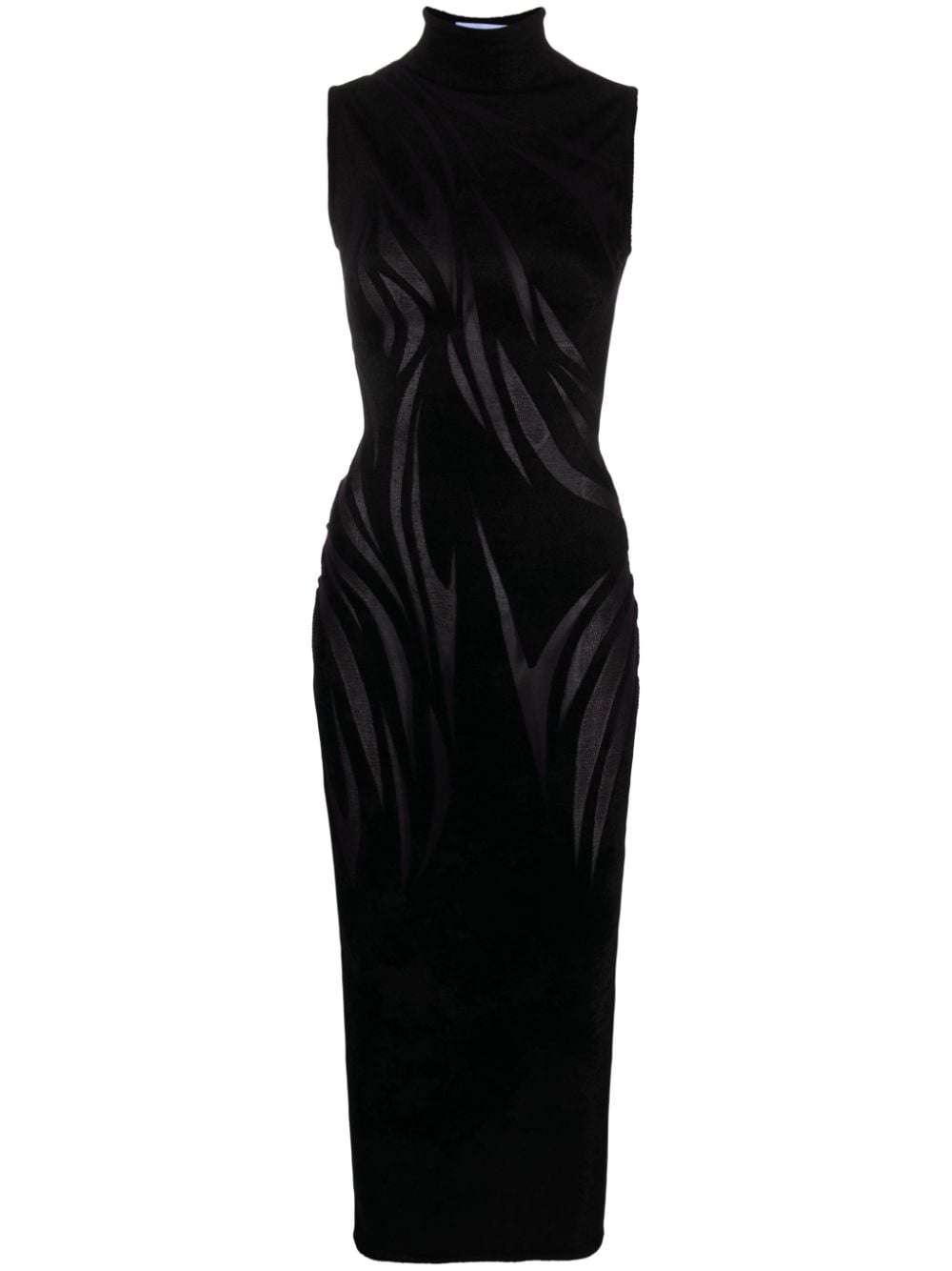 sheer-pattern high-neck dress - 1