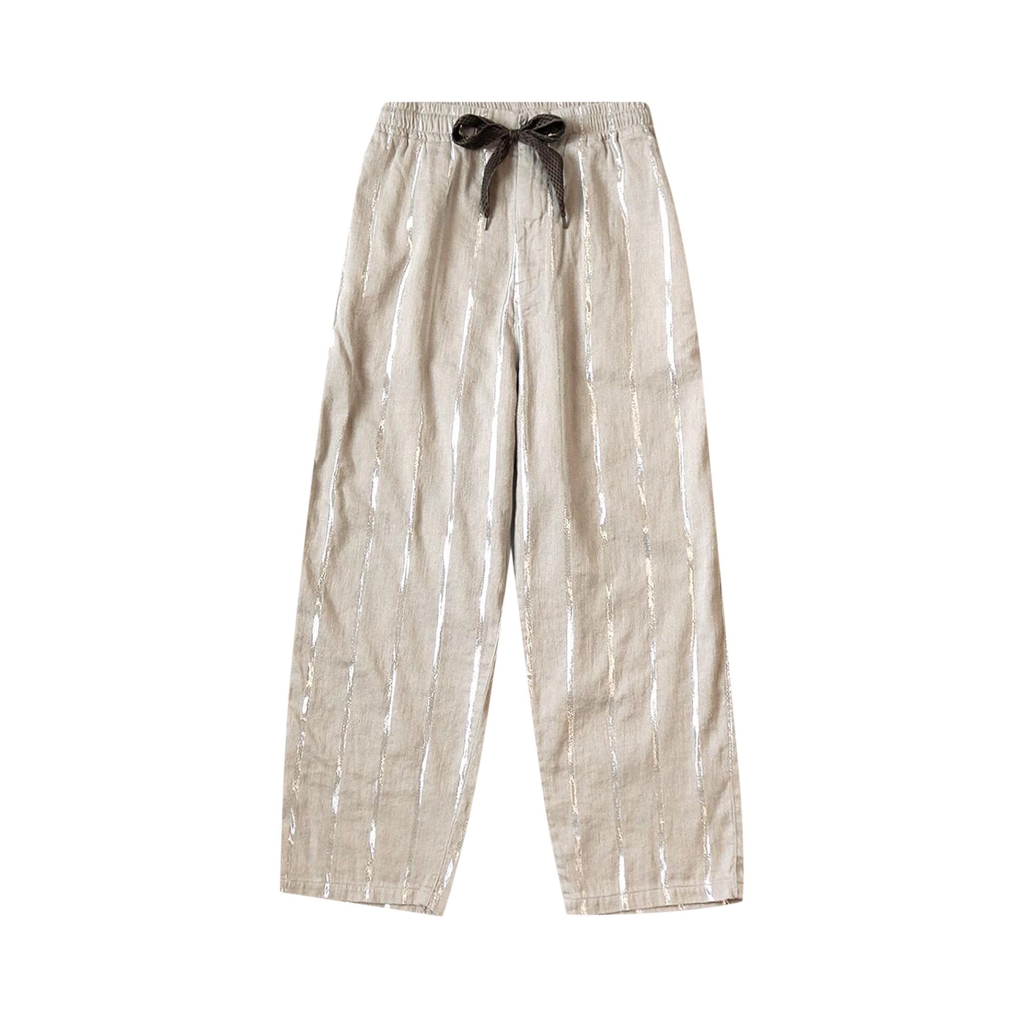 Kapital Linen Glitter Phillies Stripe Easy Pants 'Ecru' - 1