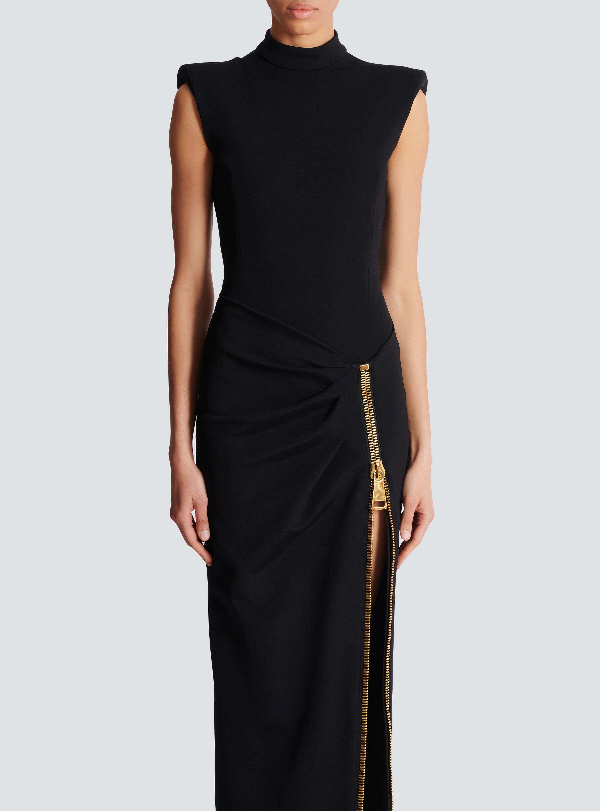 Long jersey dress with leg slit - 5
