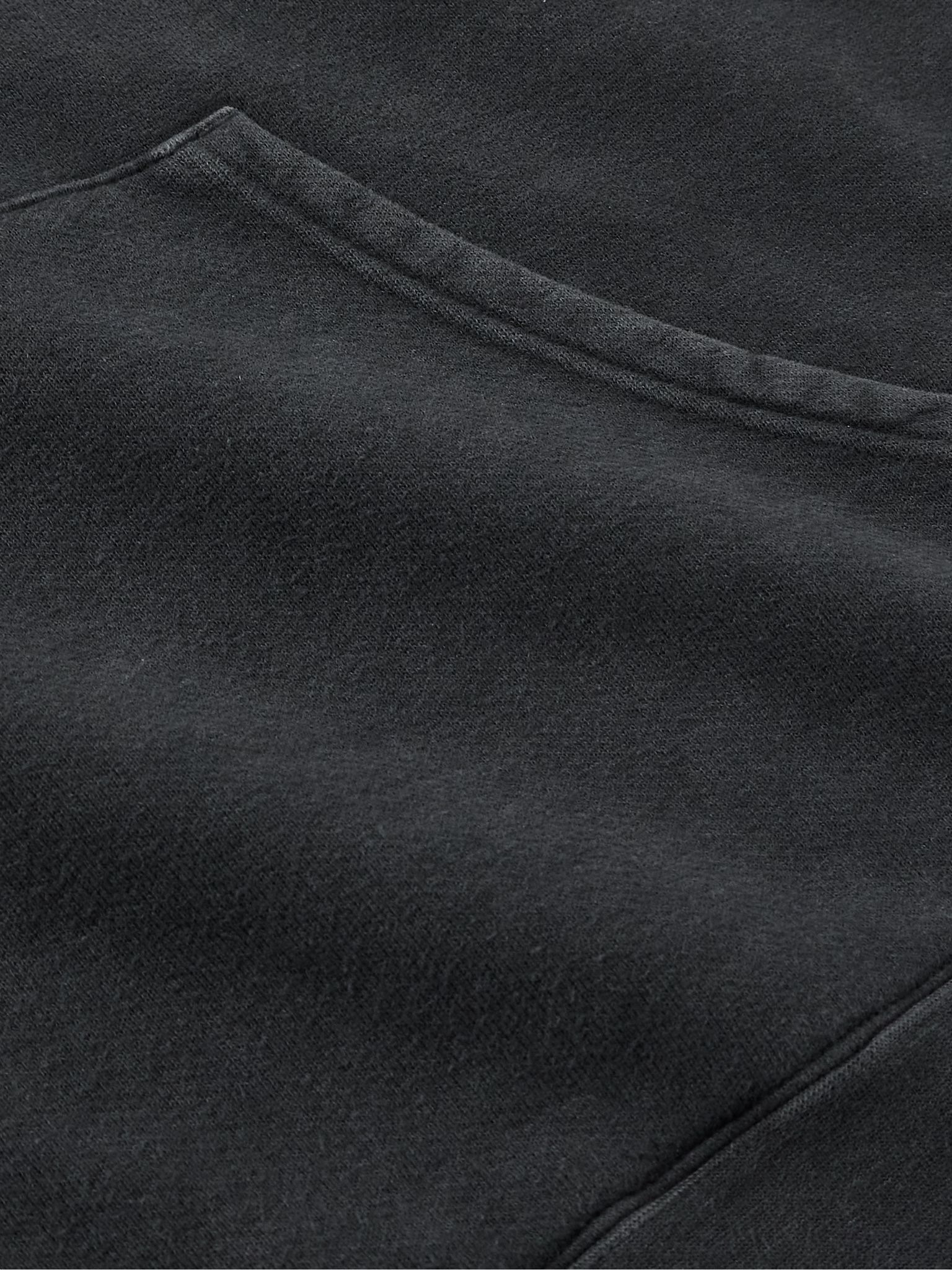Jumbo Garment-Dyed Cotton-Blend Jersey Hoodie Black - 4