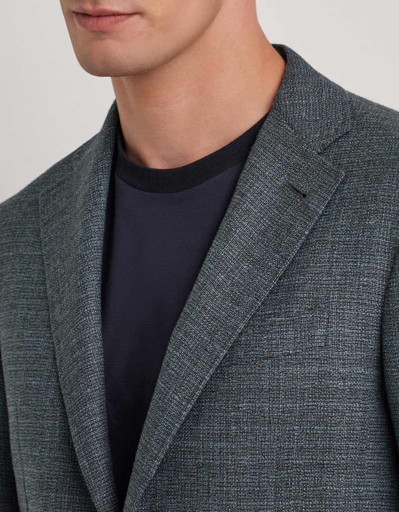 NAVY BLUE TRICOT-EFFECT COTTON JERSEY JACKET 16
