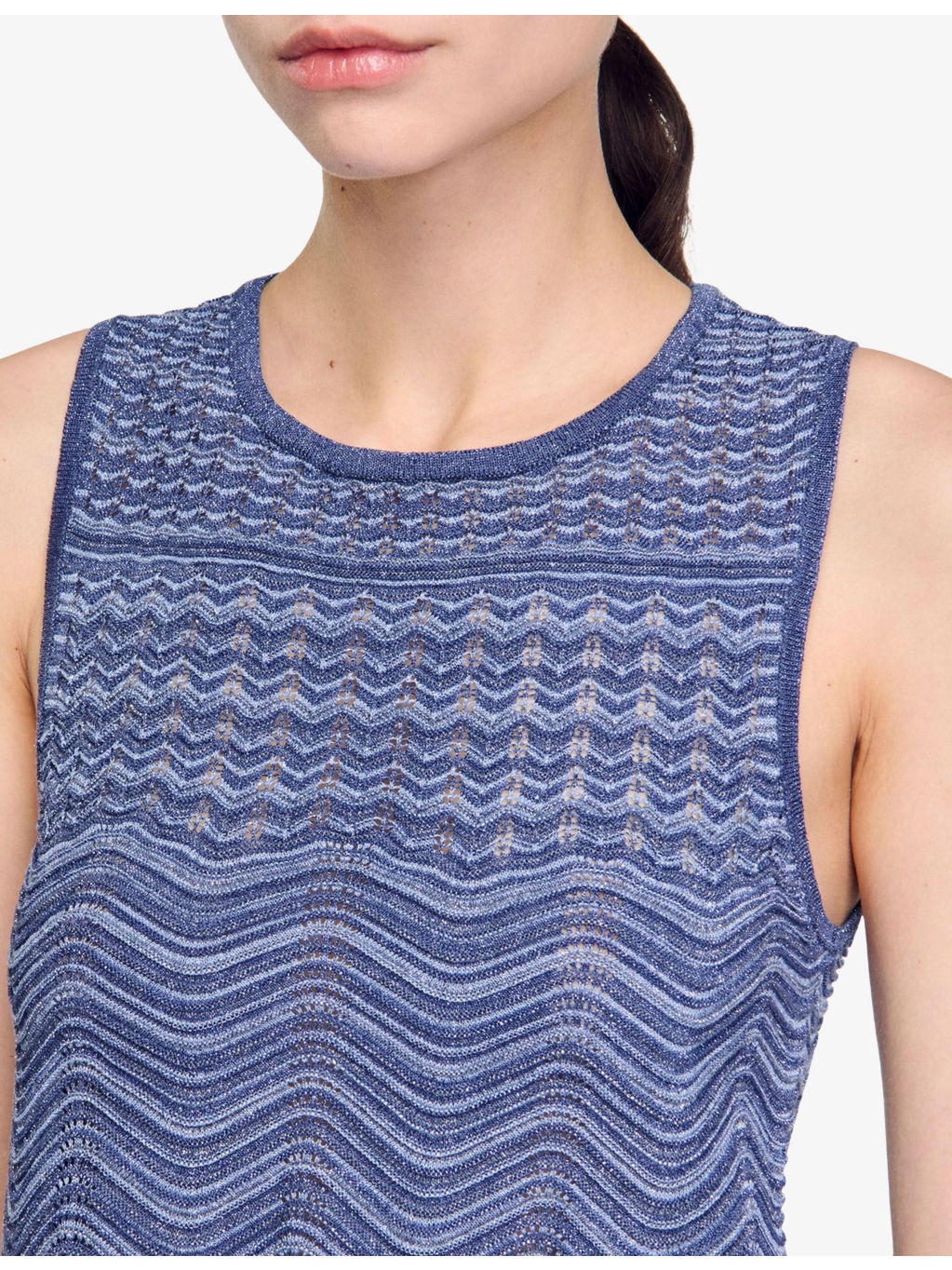 Sleeveless Cropped Knitted Top - 5