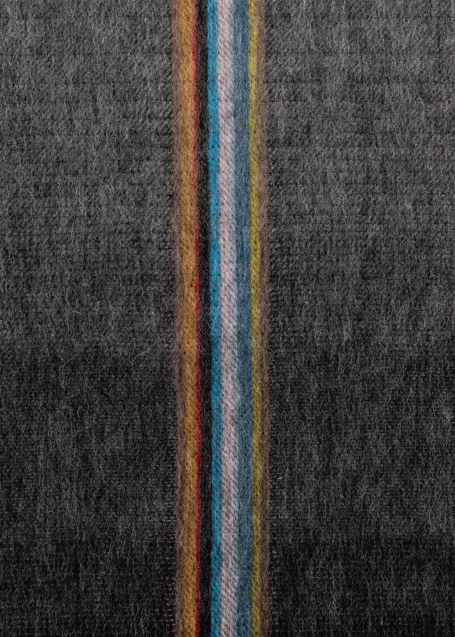 Charcoal Cashmere-Blend Gradient Stripe Scarf - 3