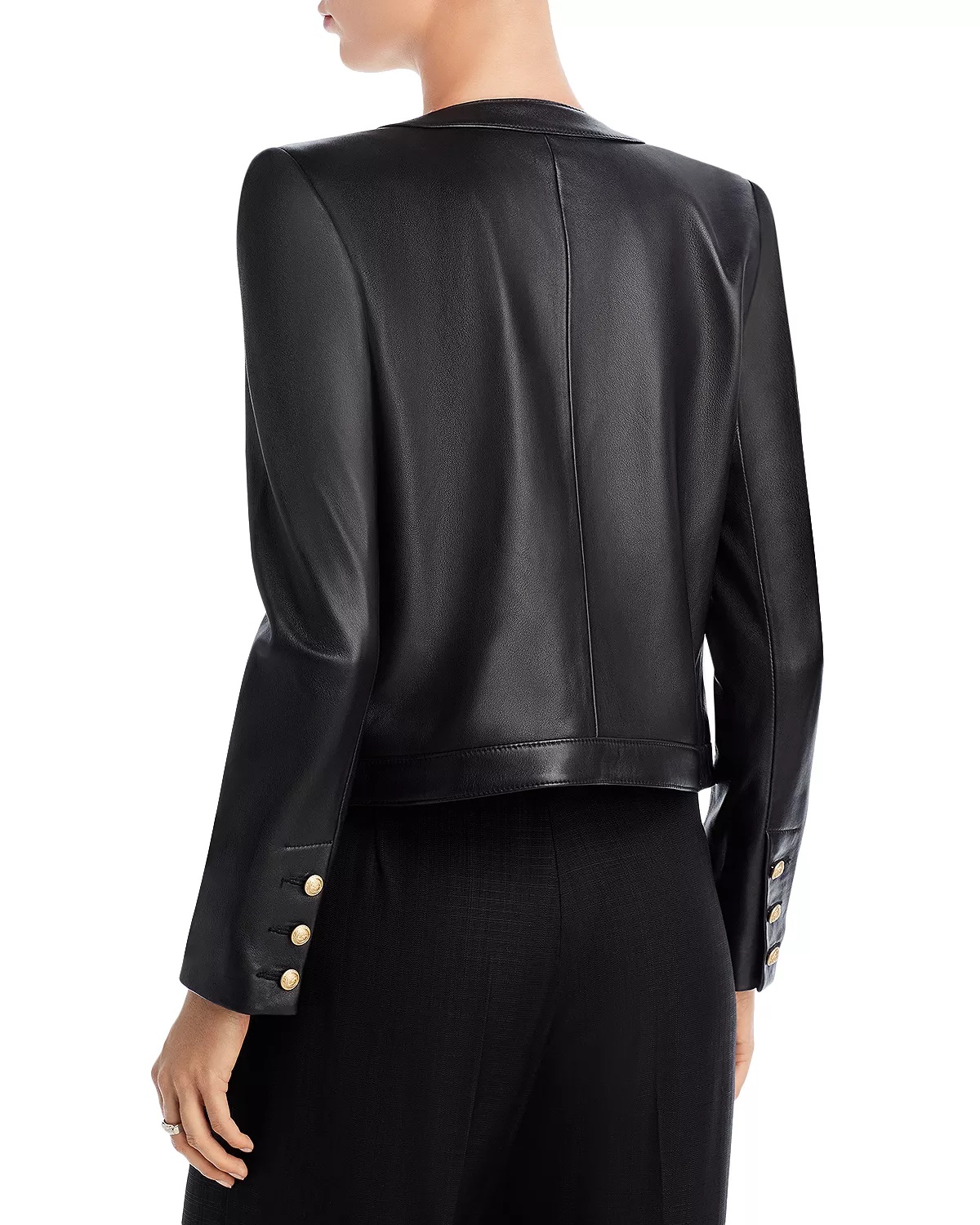 Jayde Leather Open Front Jacket - 3