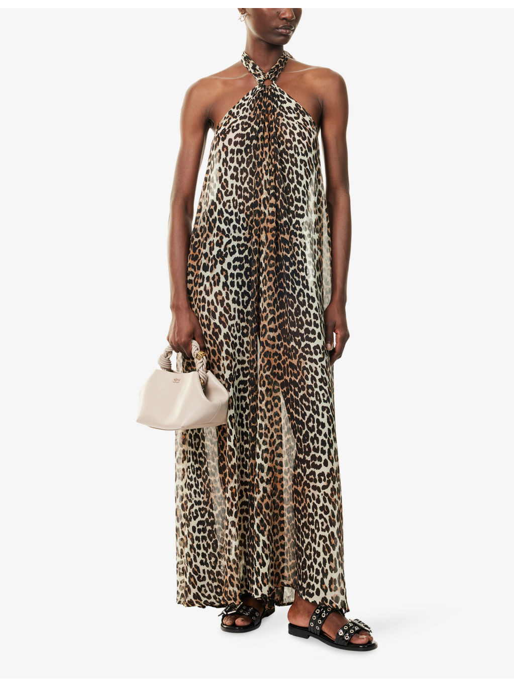 Leopard Halterneck Woven Midi Dress - 2