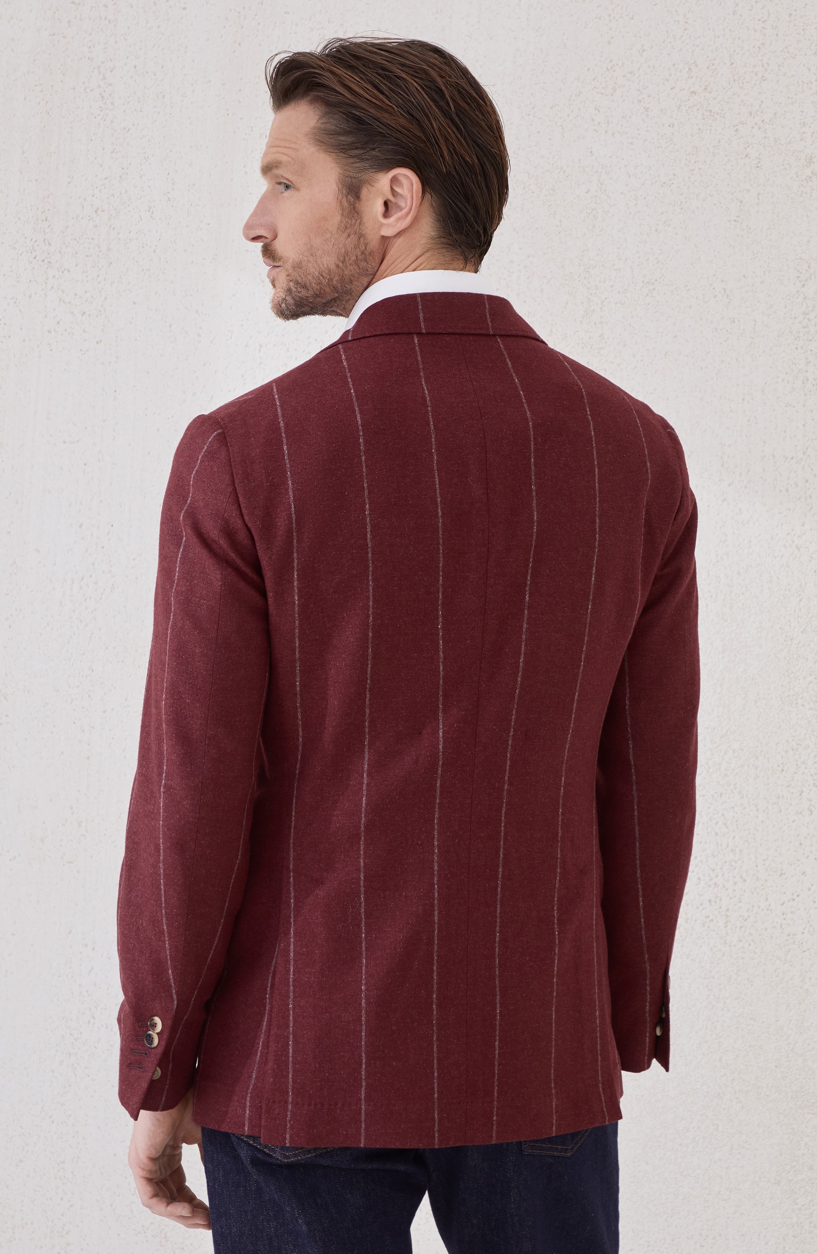 Brunello Cucinelli Deconstructed Cavallo blazer in Purple-Red at Nordstrom - 3