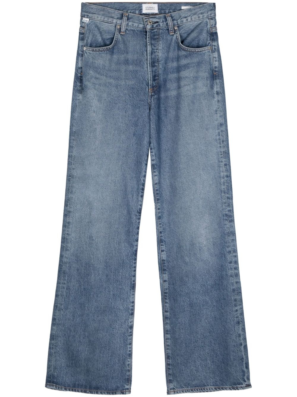 mid-wash wide-leg jeans - 1