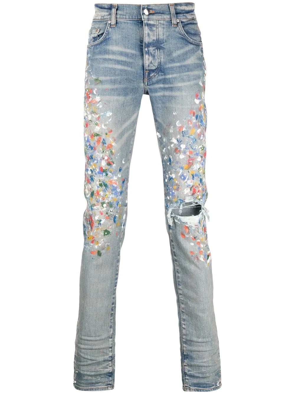 paint-splattered skinny jeans - 1