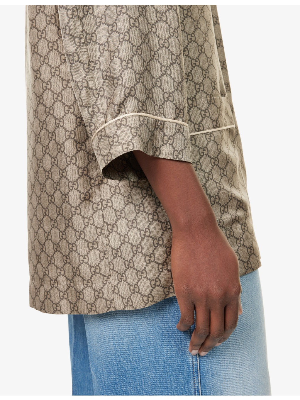 GG Monogram Print Silk Shirt - 6