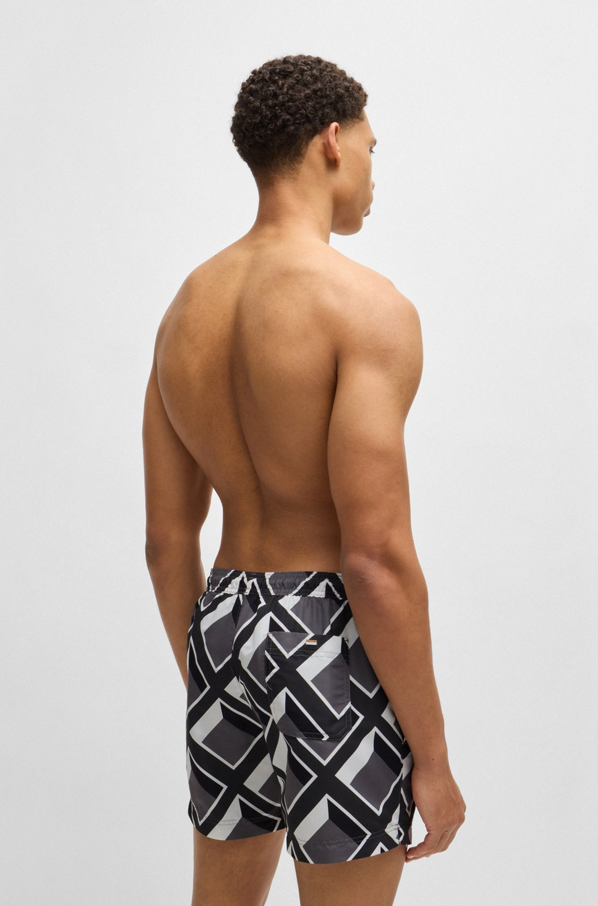 DRAWSTRING-WAIST SWIM SHORTS WITH ALL-OVER PRINT - 4
