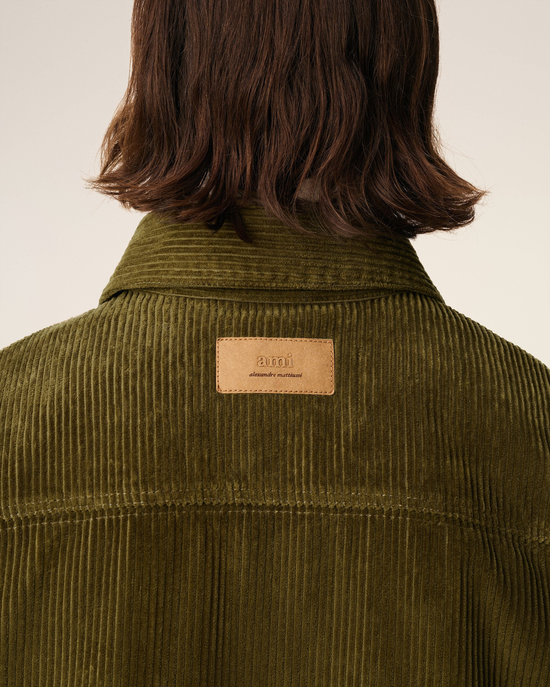 GREEN COTTON CORDUROY SIDE SLIT OVERSHIRT - 4