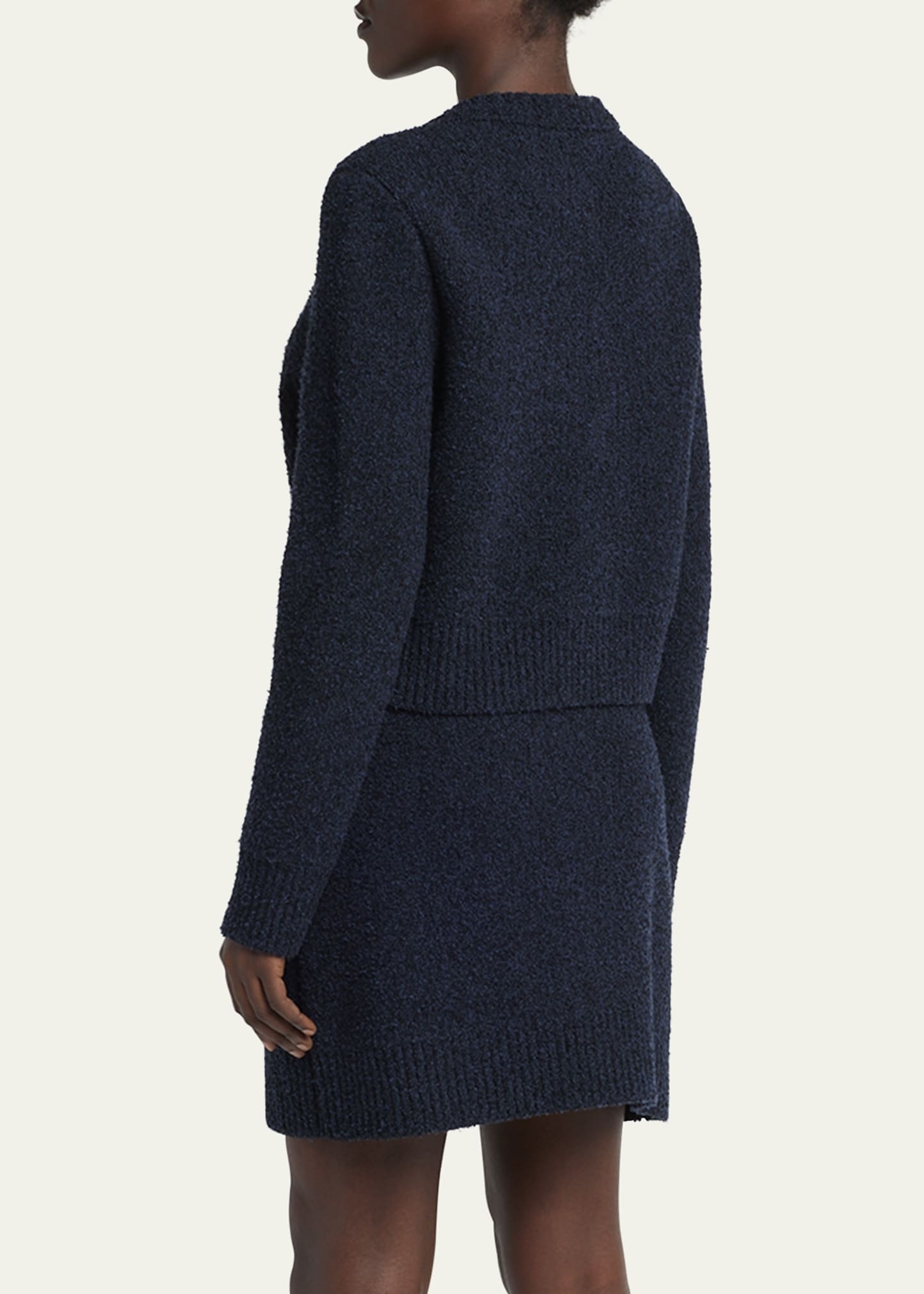 Knot-Button Boucle Knit Cardigan - 3