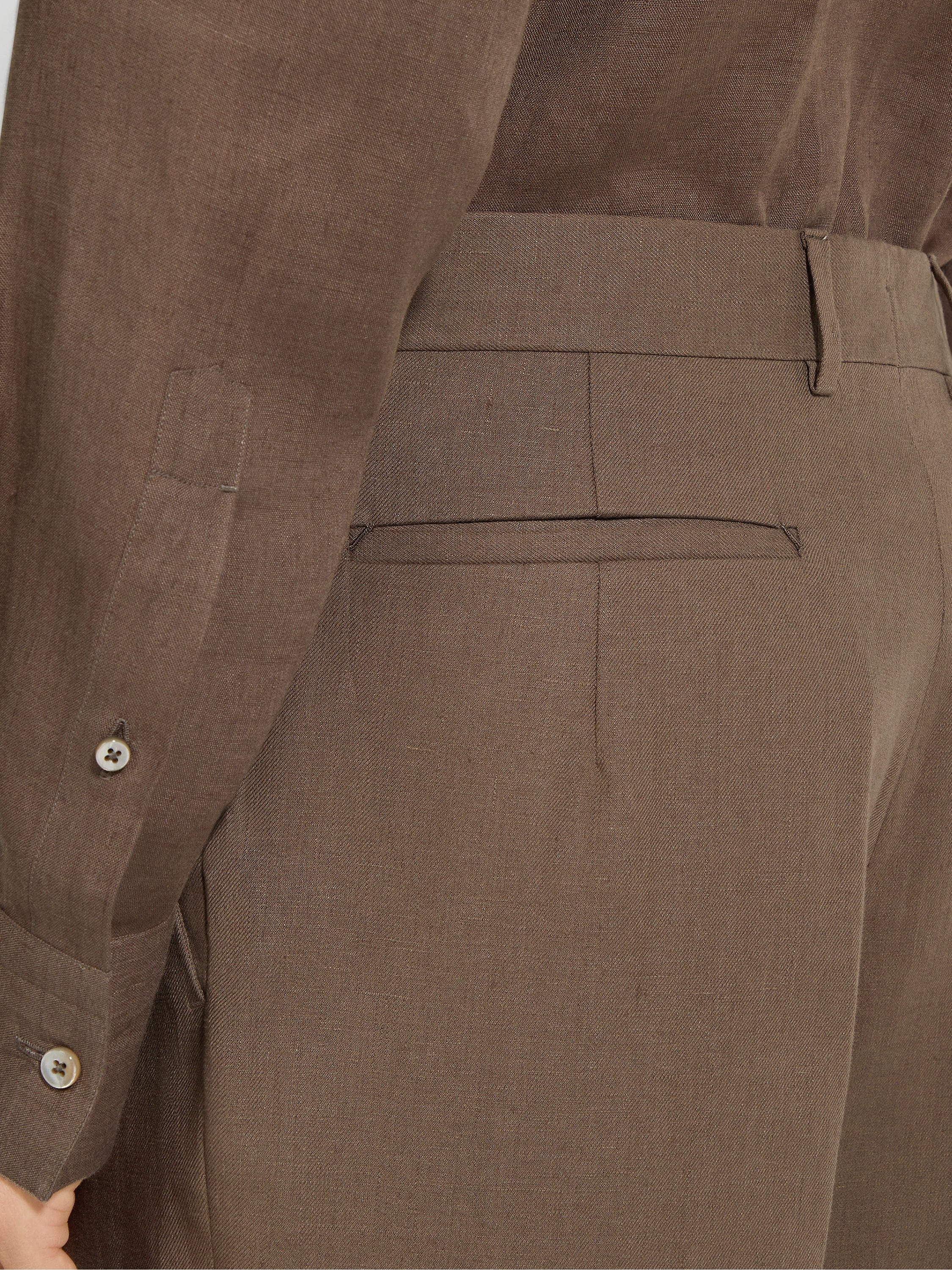 DARK TAUPE OASI LINO PANTS - 2