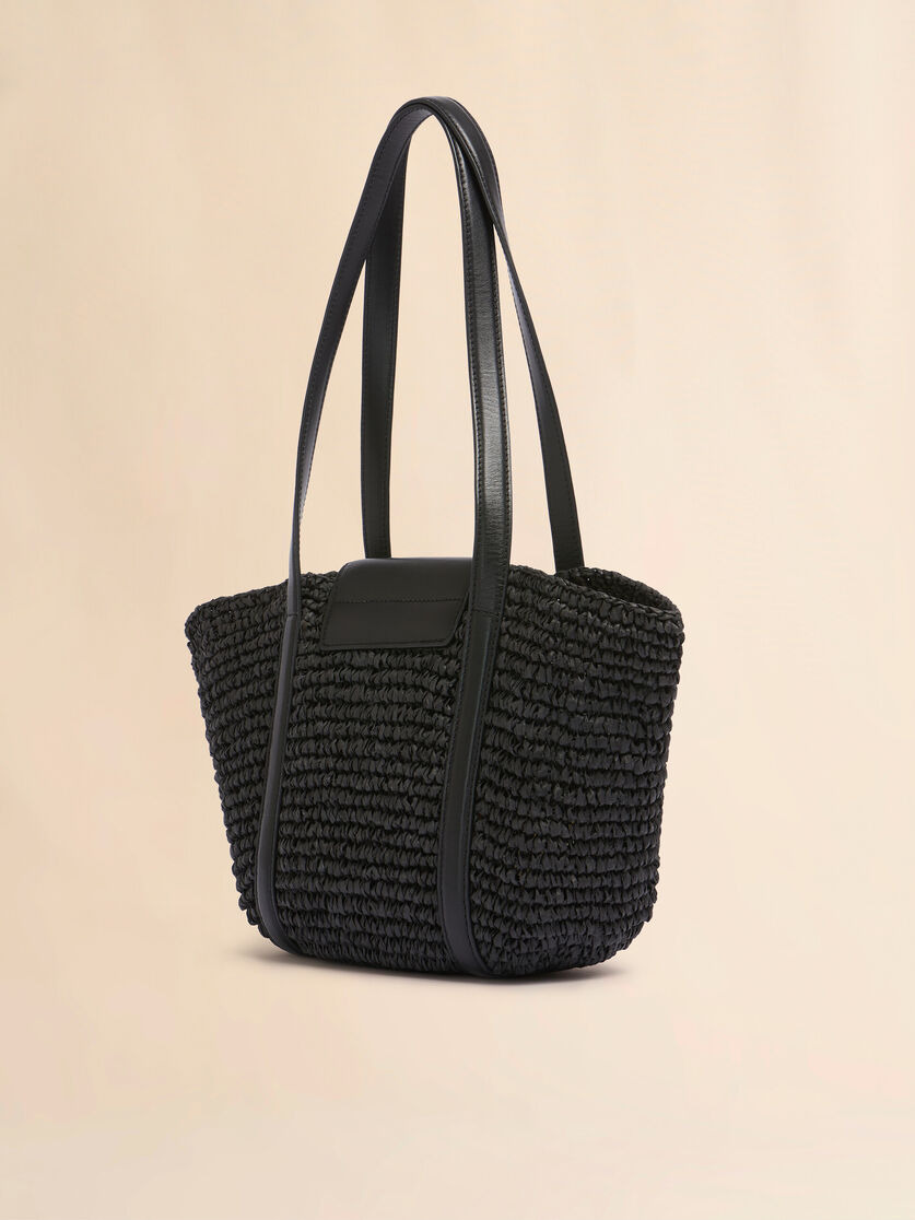 SMALL BLACK RAFFIA-EFFECT TRUNKAROO BEACH BAG - 3
