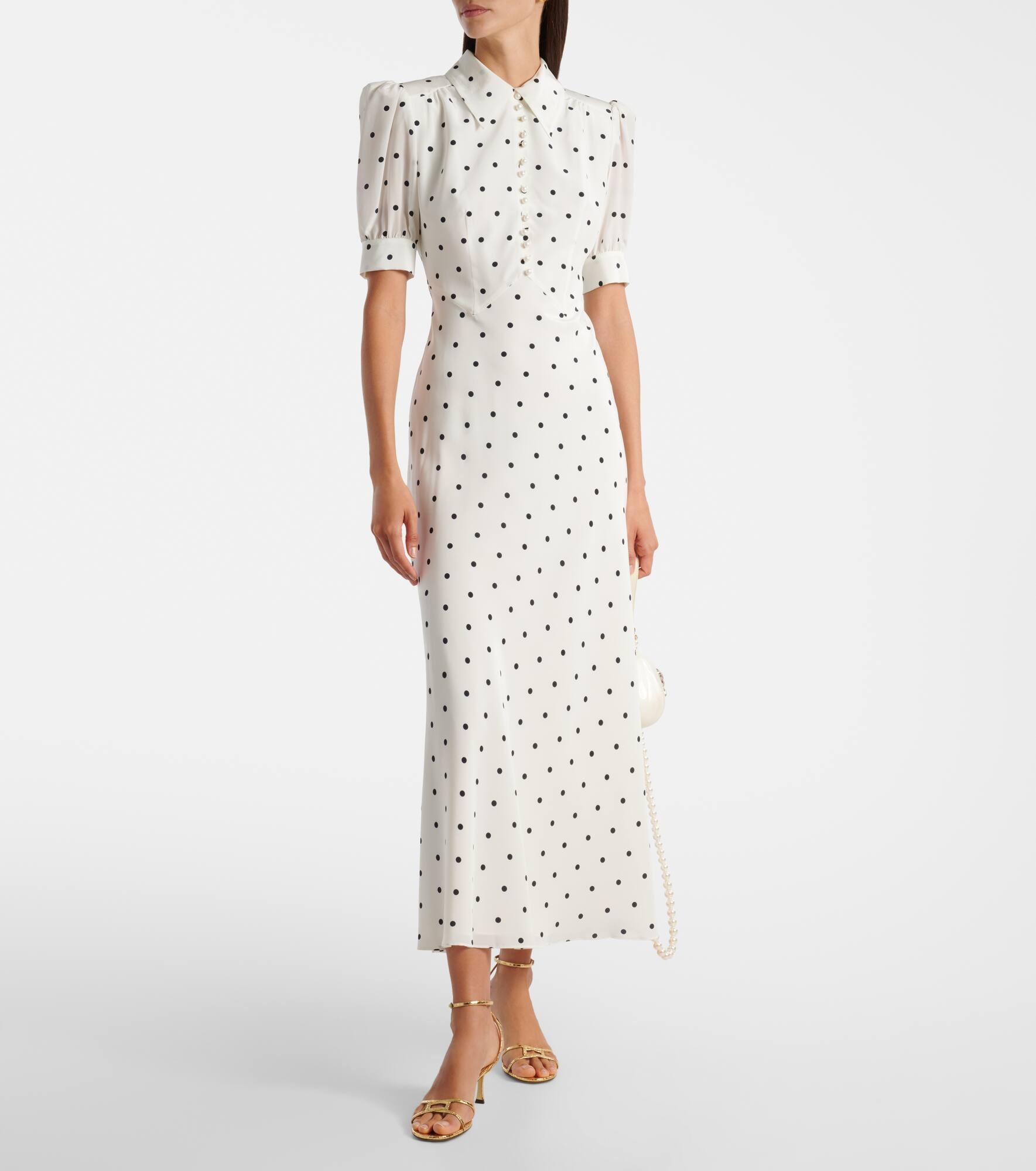 Polka-dot silk midi dress - 2