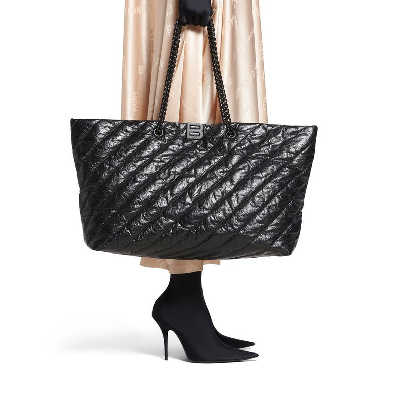 BALENCIAGA Women's Crush Large Carry All Tote Bag Quilted  in Black outlook