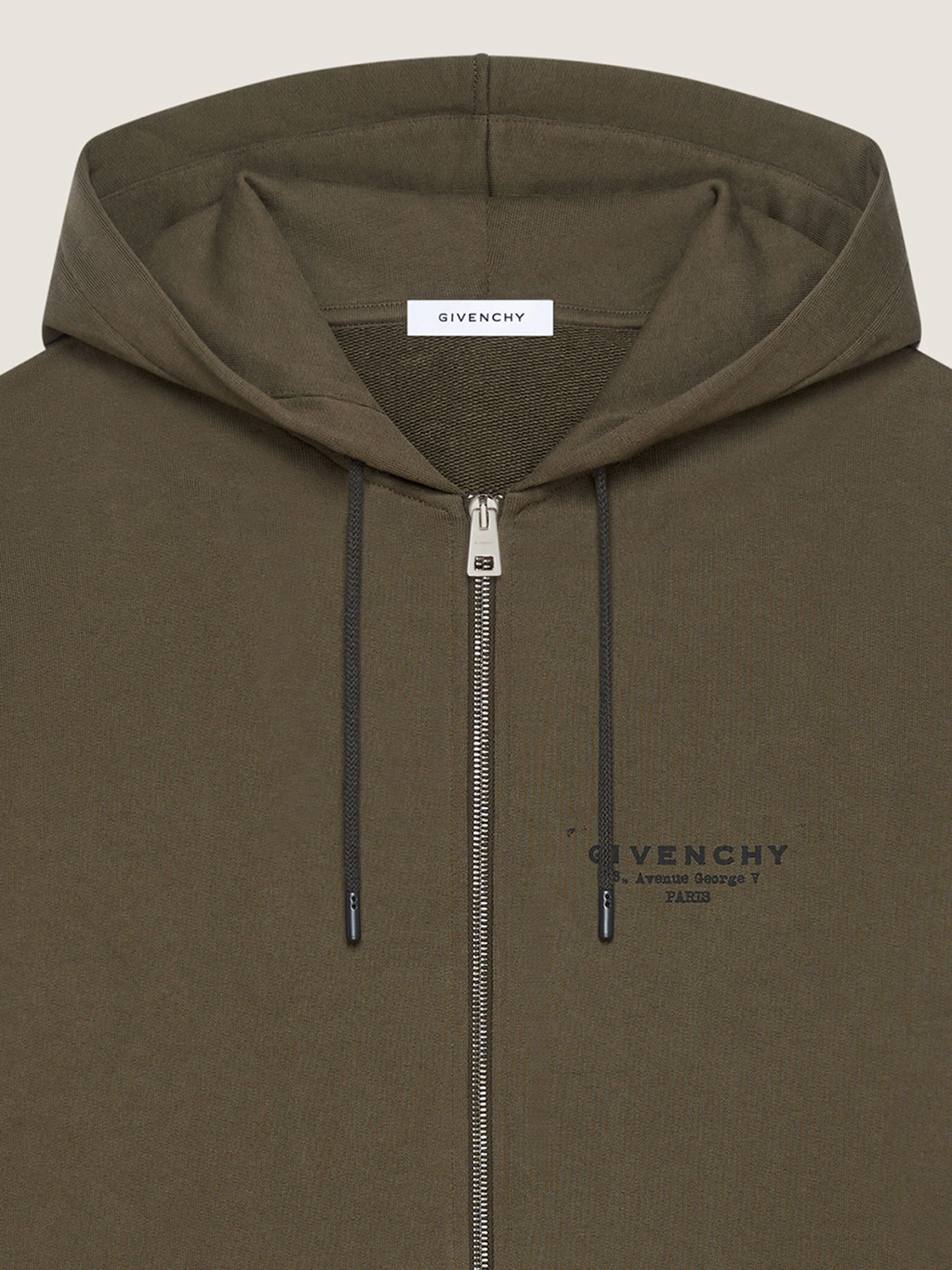 ZIPPED HOODIE IN FLEECE WITH GIVENCHY STAMP PRINT - 2