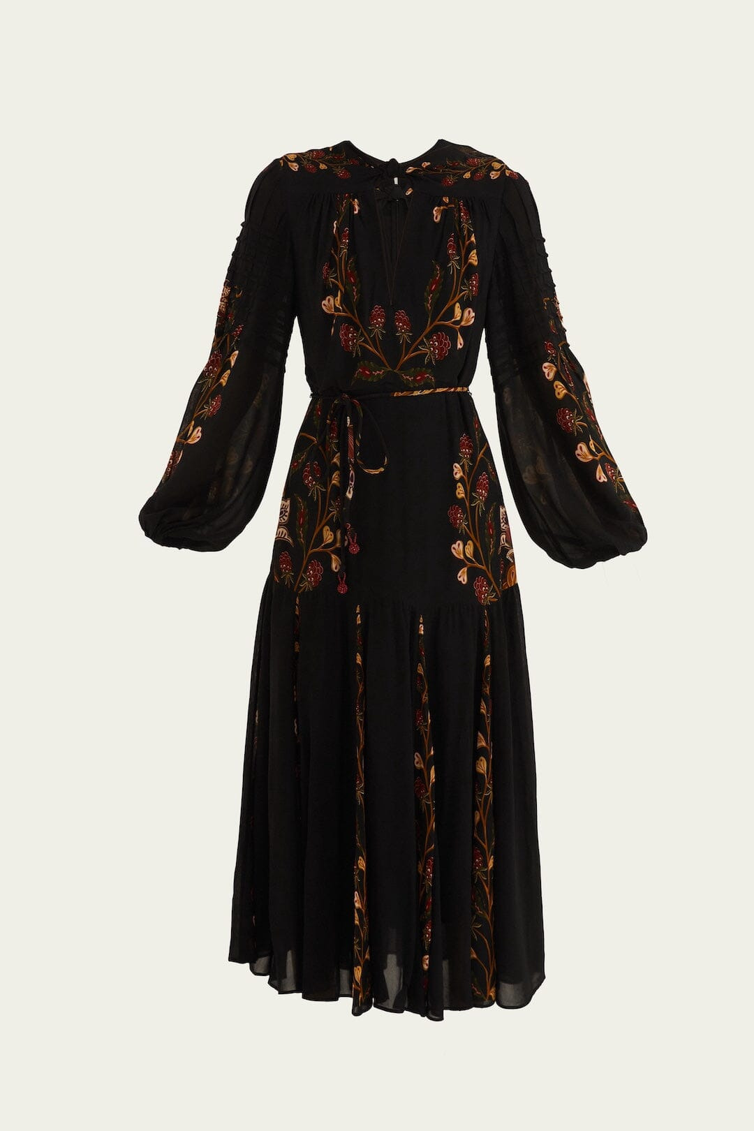 Black Berry Garden Long Sleeve Pleated Maxi Dress - 4