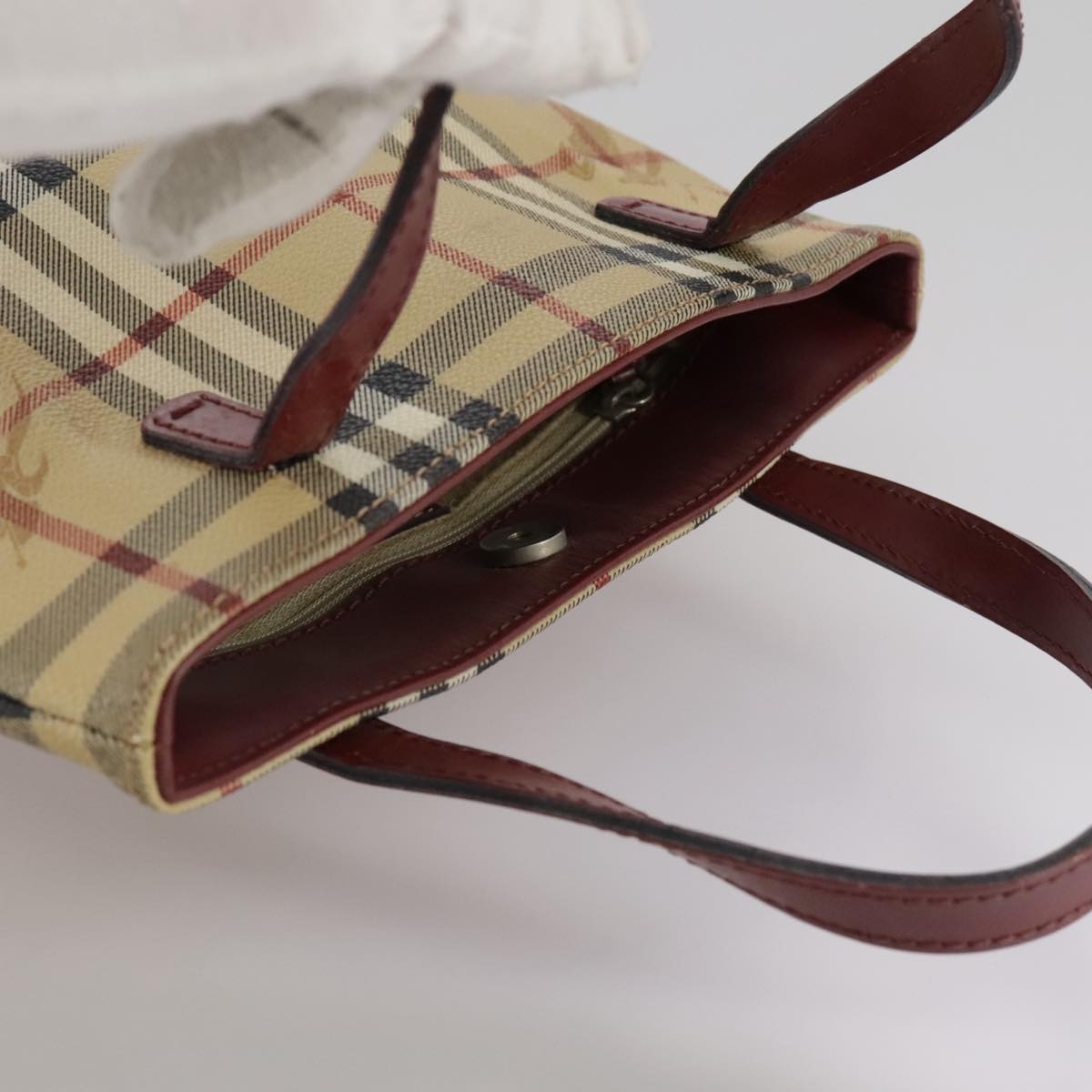Burberry Nova Check Hand Bag Pvc Leather Beige - 6