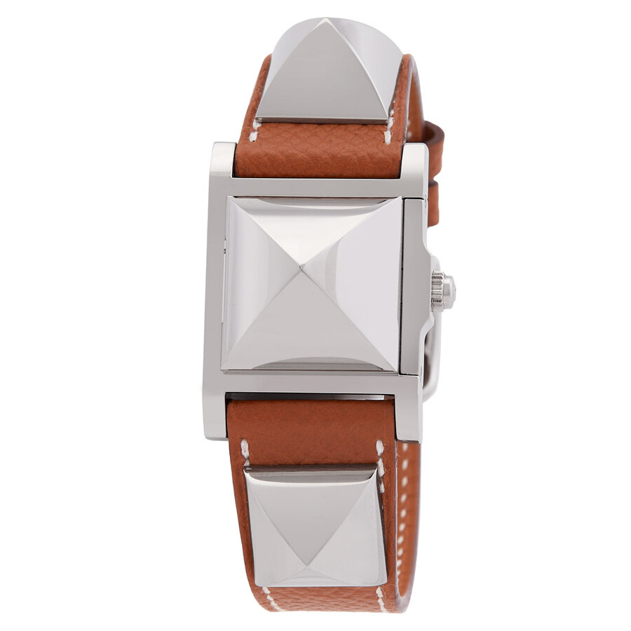 Hermes Medor White Dial Ladies Brown Leather Watch 028321WW00 - 4