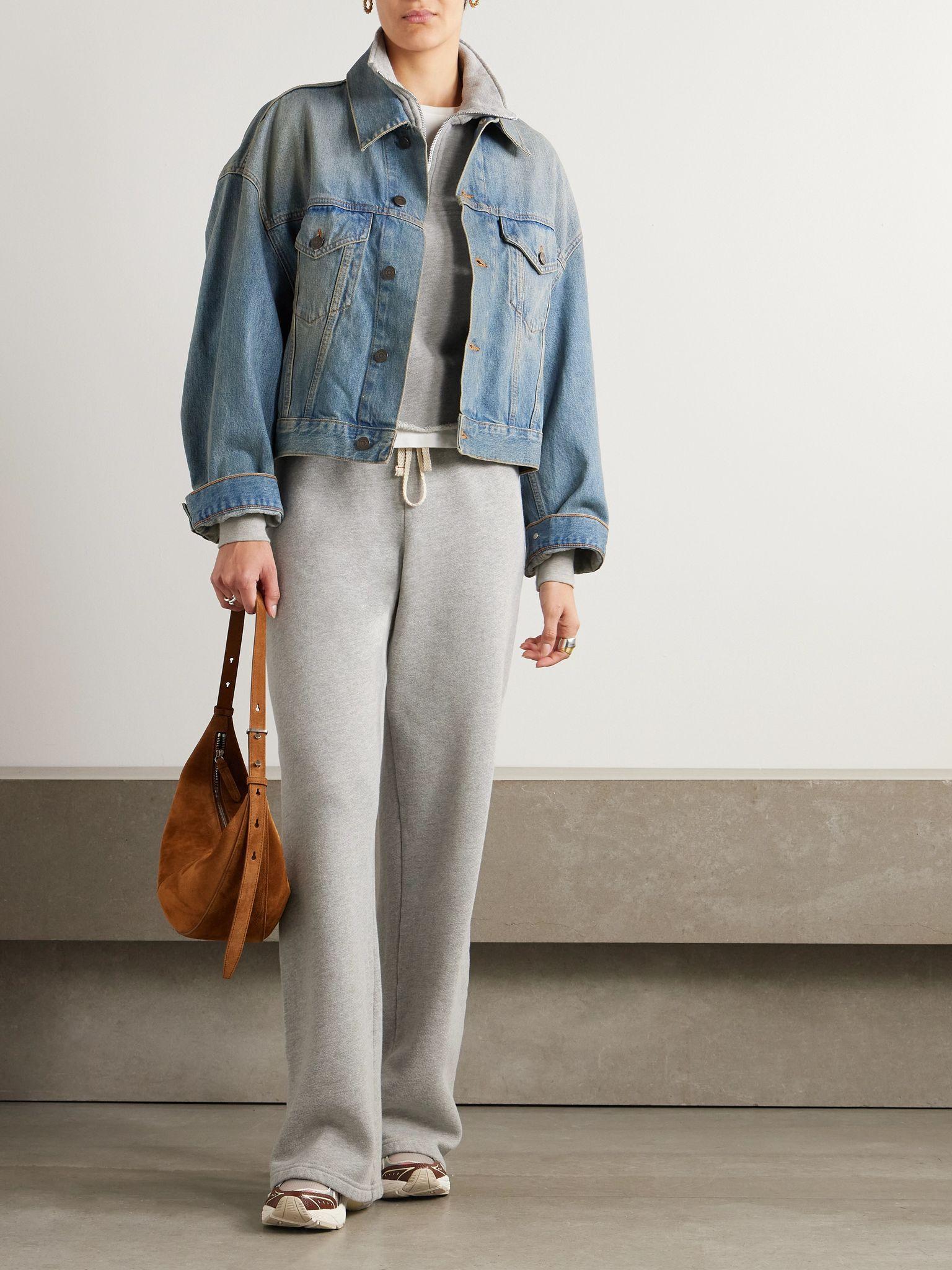Haley cropped cotton-jersey sweatshirt Gray - 2