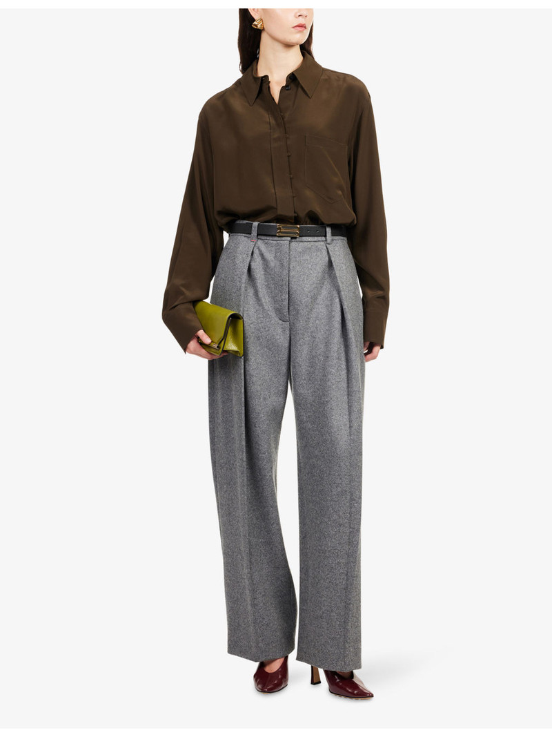 Victoria Beckham Pleated Wide-Leg Wool And Cashmere Trousers outlook