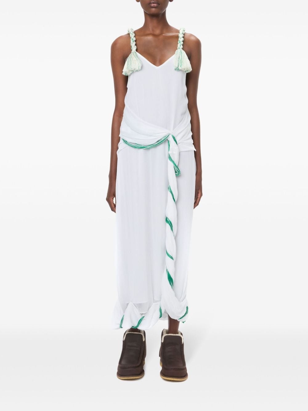 tassel-strap twisted dress - 2