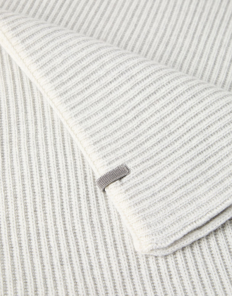 Cashmere English rib knit scarf with monili 3