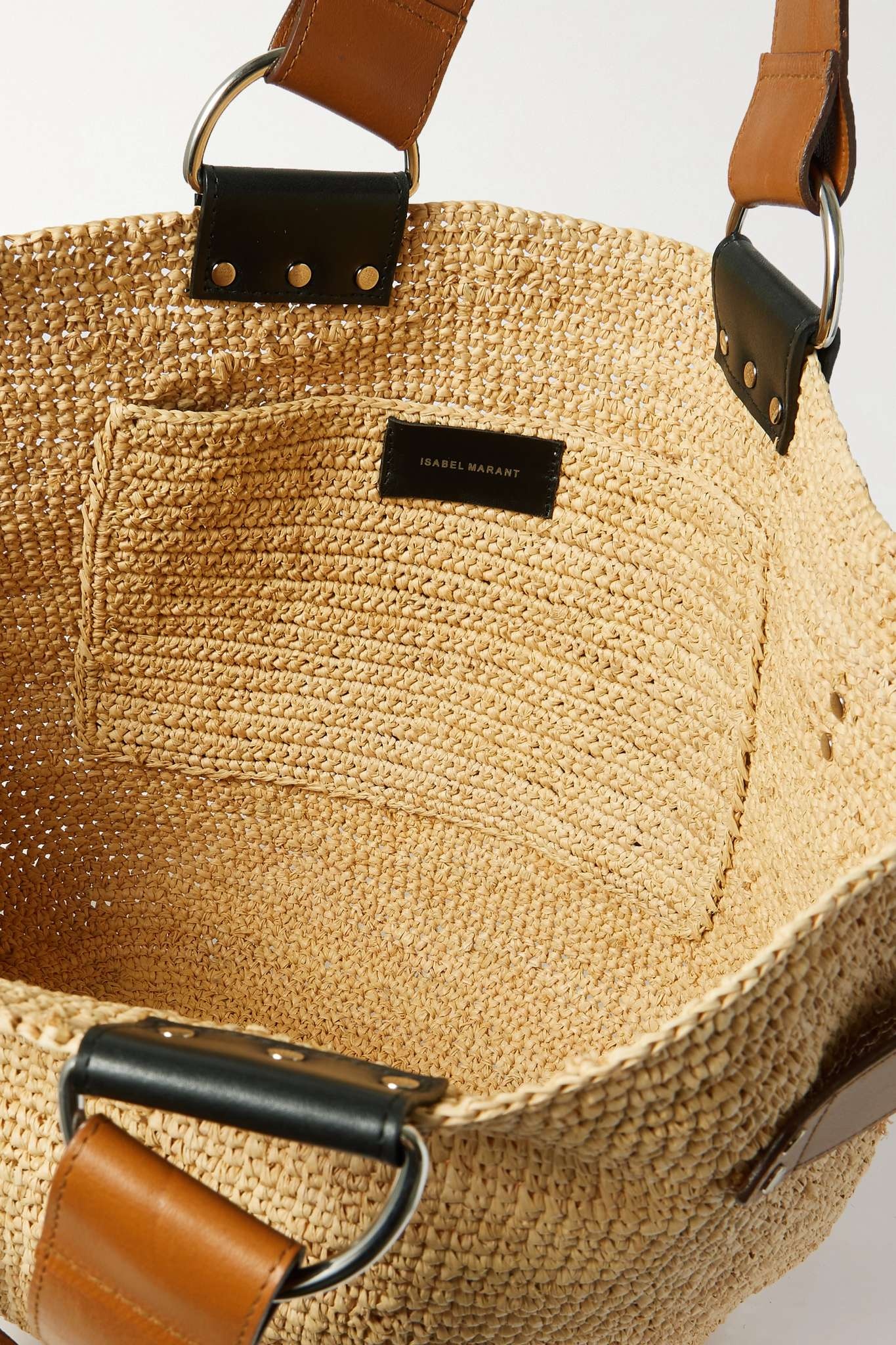 Bahiba leather-trimmed raffia tote - 5