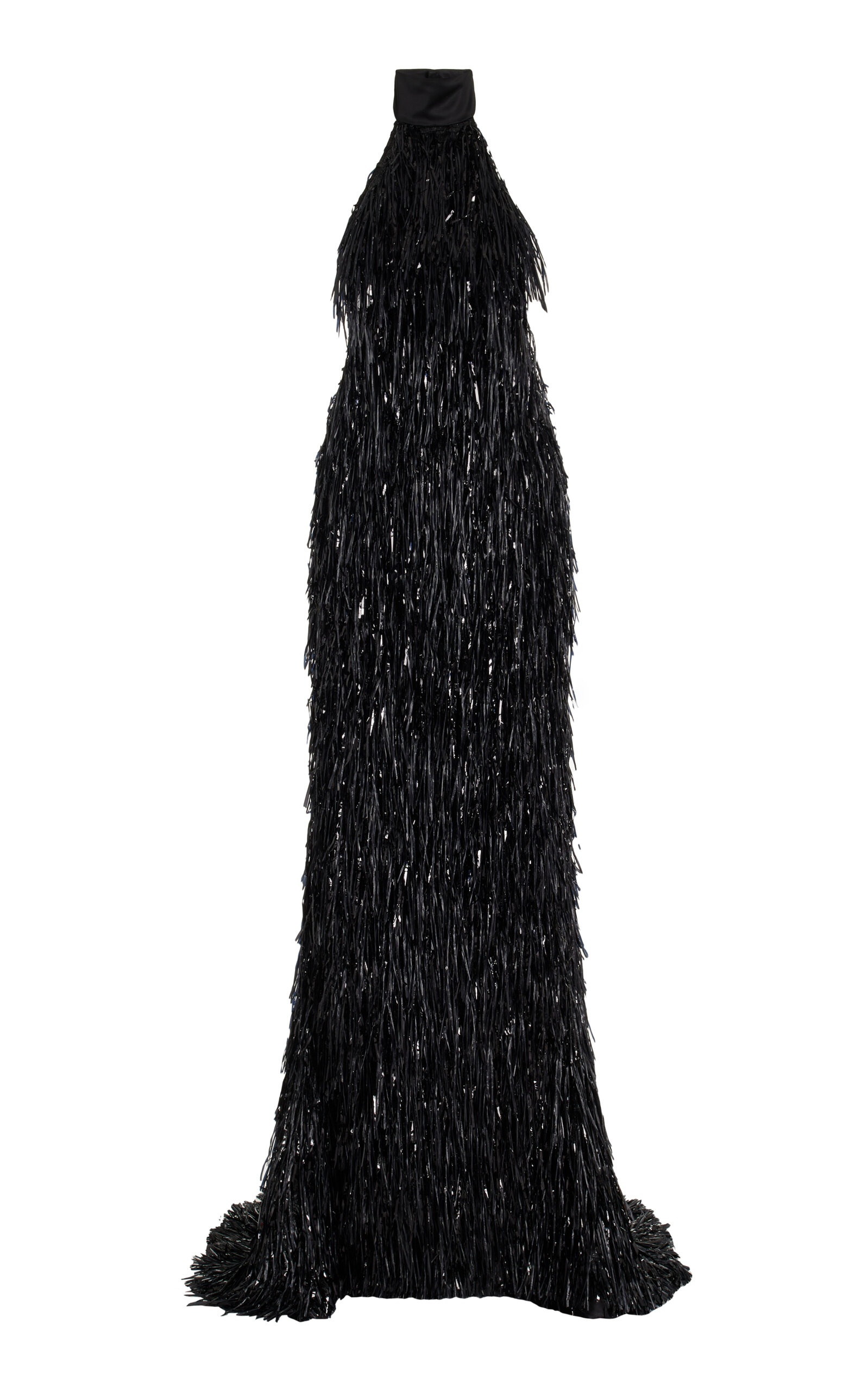 Fringed Satin Gown black - 1