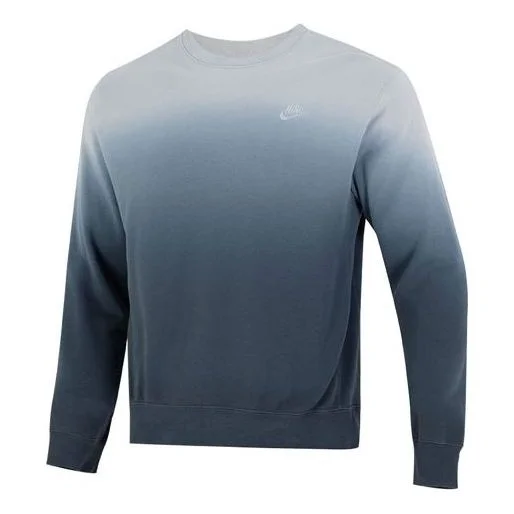 Men's Nike Gradient Logo Casual Loose Long Sleeves Pullover Round Neck Autumn Blue DQ4628-070 - 1