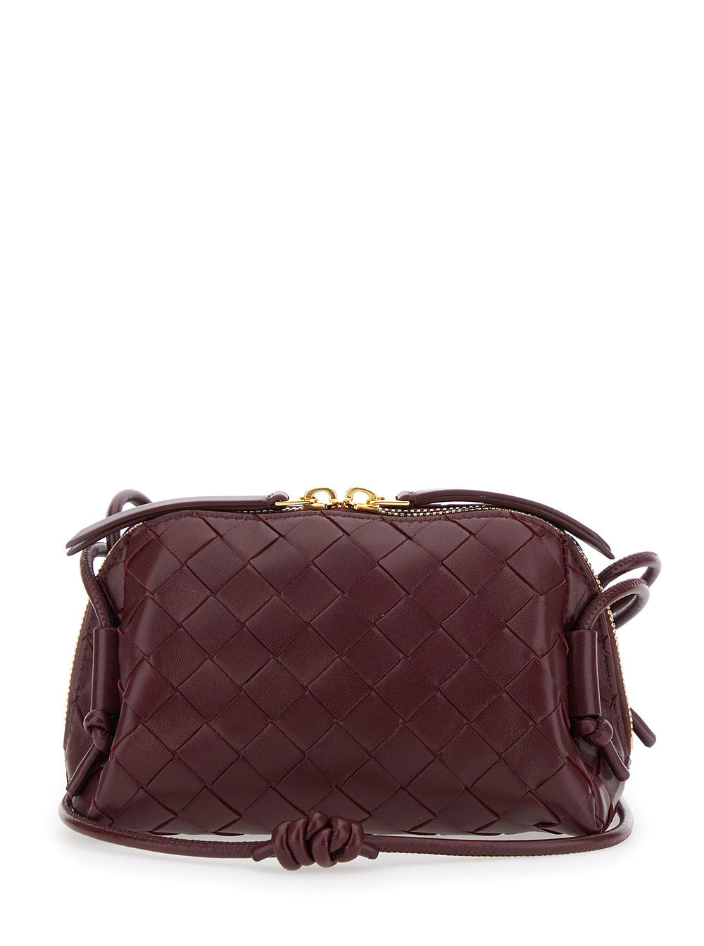 Bottega Veneta Women 'Concert' Bordeaux Crossbody Bag With Intreccio Motif In Leather Woman - 4