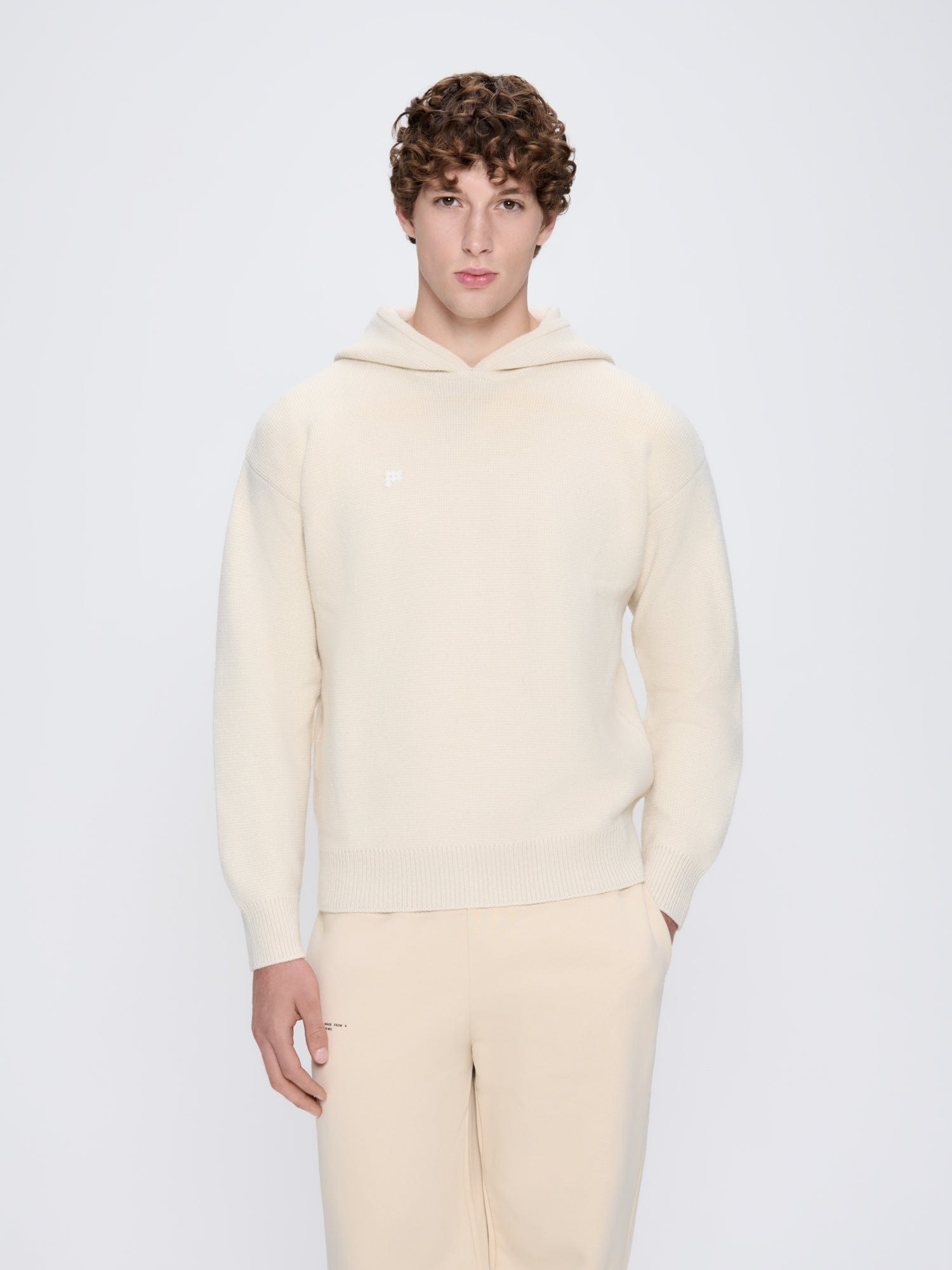 Mens DNA Recycled Cashmere Hoodie - Ecru Ivory - 2