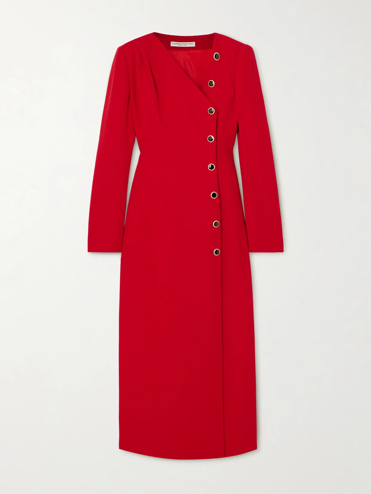 Asymmetric Wool-blend Crepe Midi Dress - 1